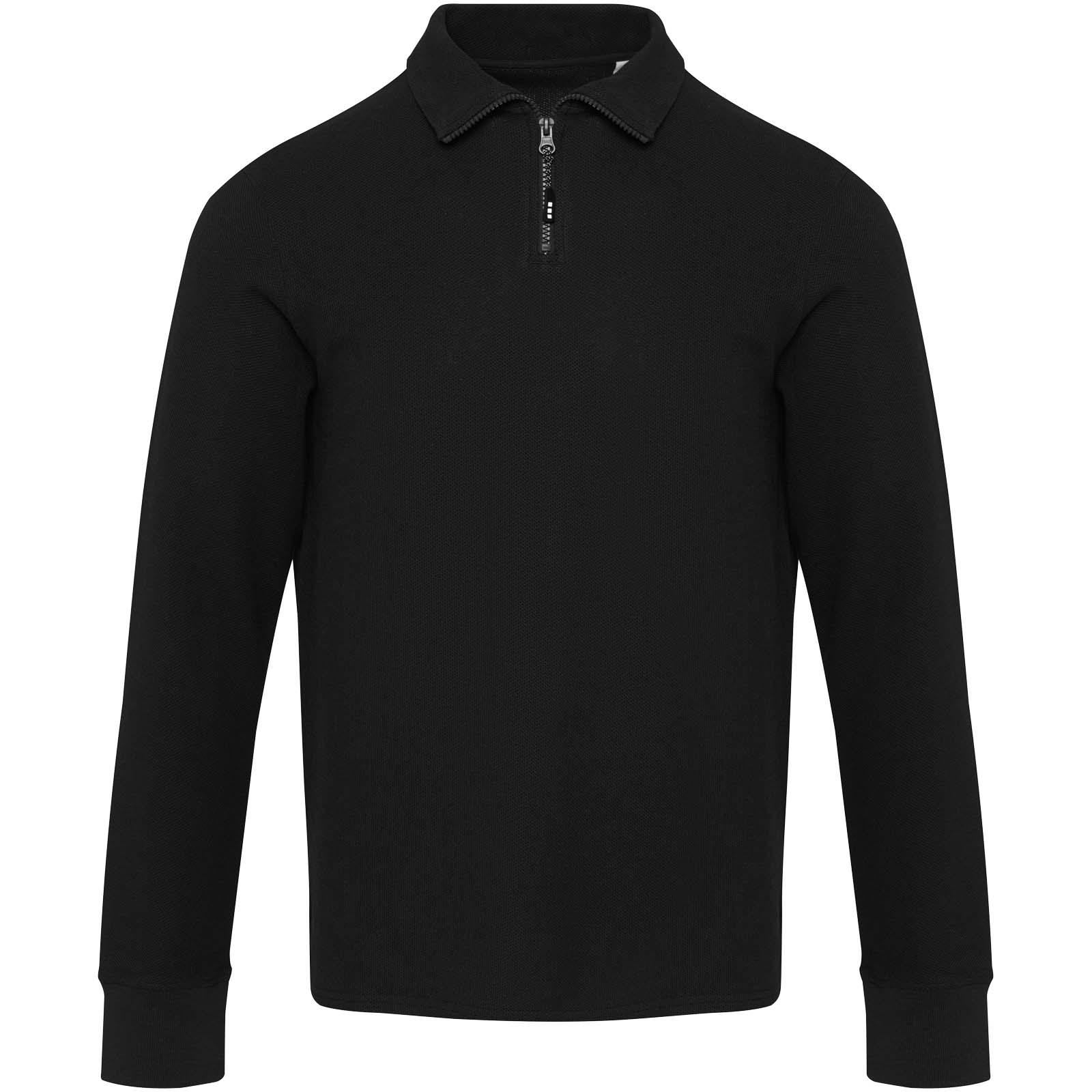 Apollo 245 g/m² Langarm Poloshirt Unisex mit Reißverschluss schwarz