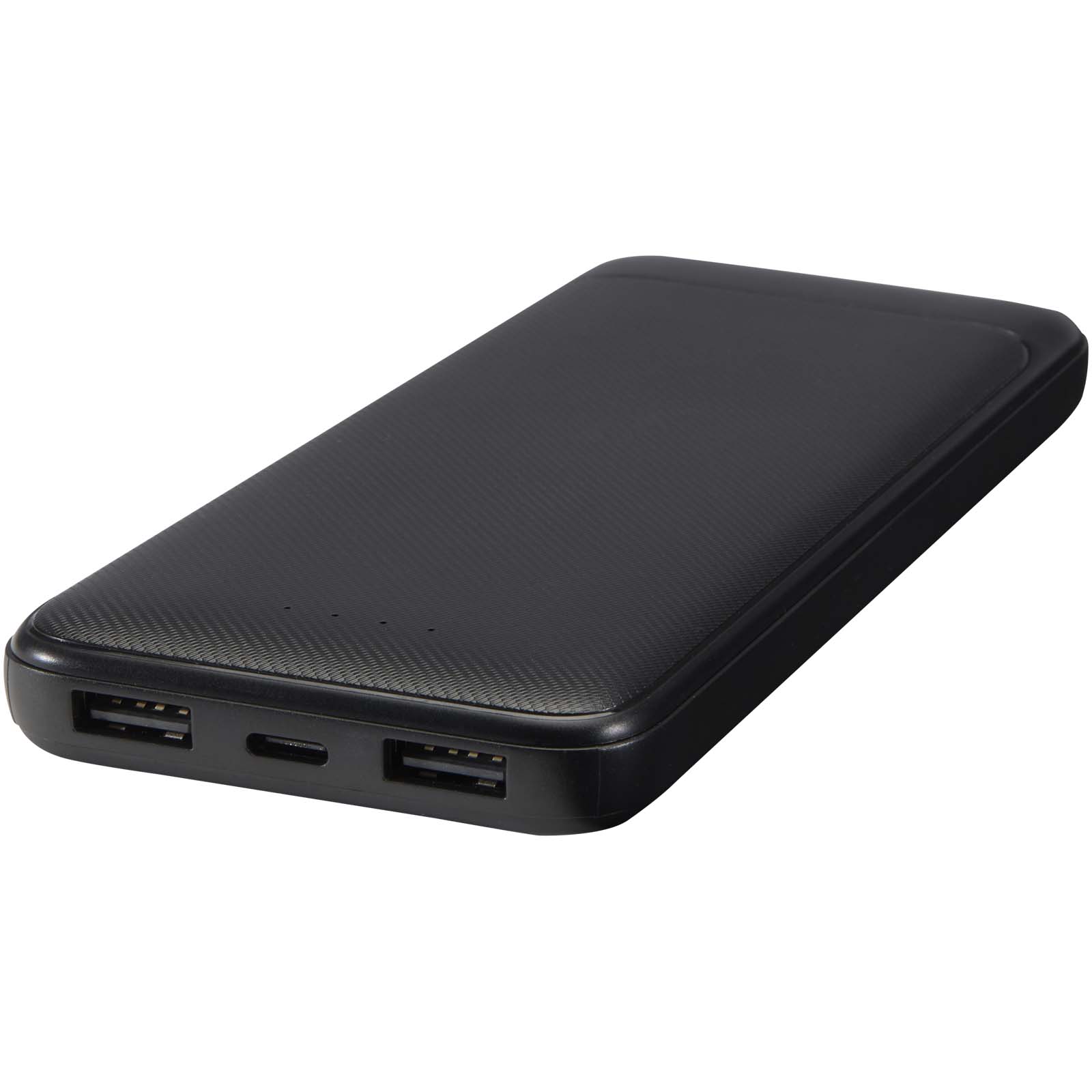 Adhil 10 W 10.000 mAh Powerbank aus recyceltem Kunststoff mit 2 integrierten Kabeln schwarz