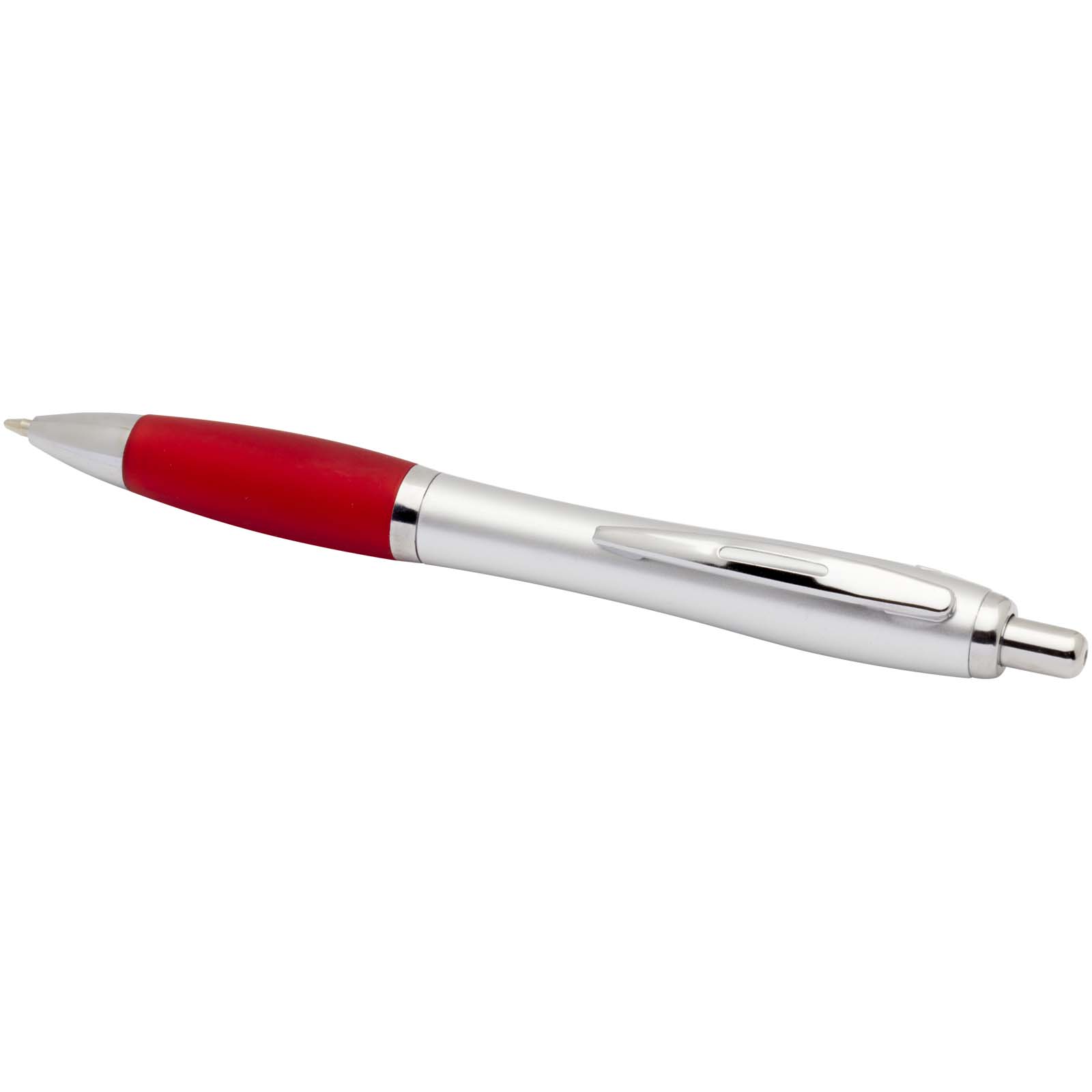 Nash RCS Kugelschreiber aus recyceltem Kunststoff mit silbernem Schaft und farbigem Griff (schwarze Tinte) rot