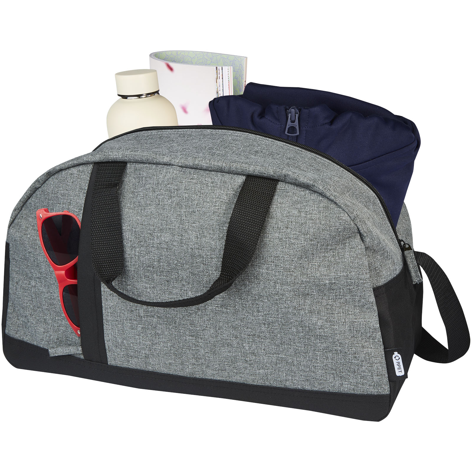 Reclaim GRS recycelte Sport-Reisetasche 21 L schwarz, heather grau
