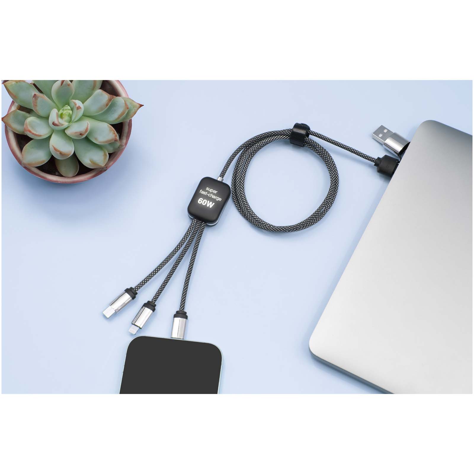 SCX.design C33 60W Typ C Ladekabel mit doppeltem Leuchtlogo heather schwarz