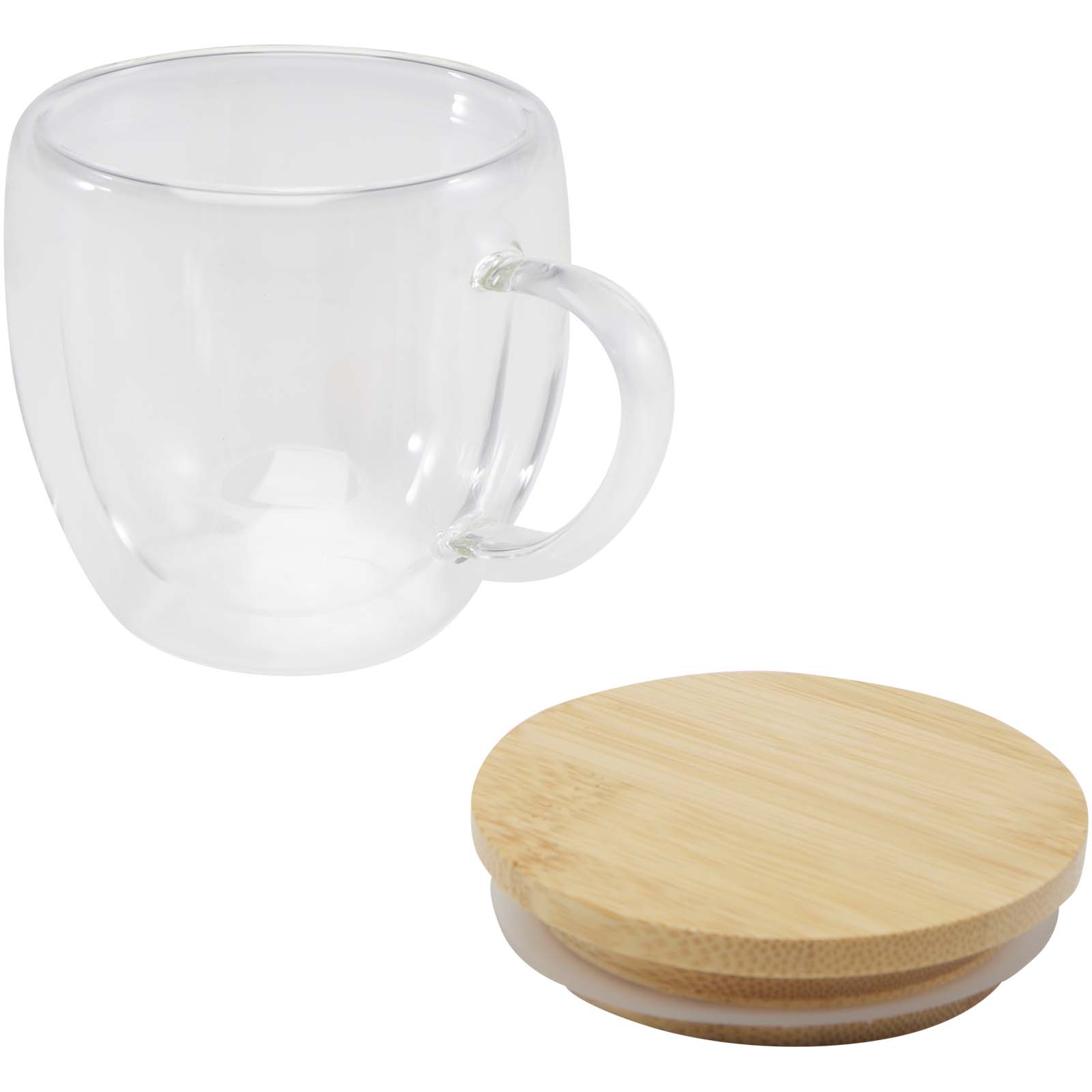 Lenora 250 ml Glasbecher mit Bambusdeckel transparent klar
