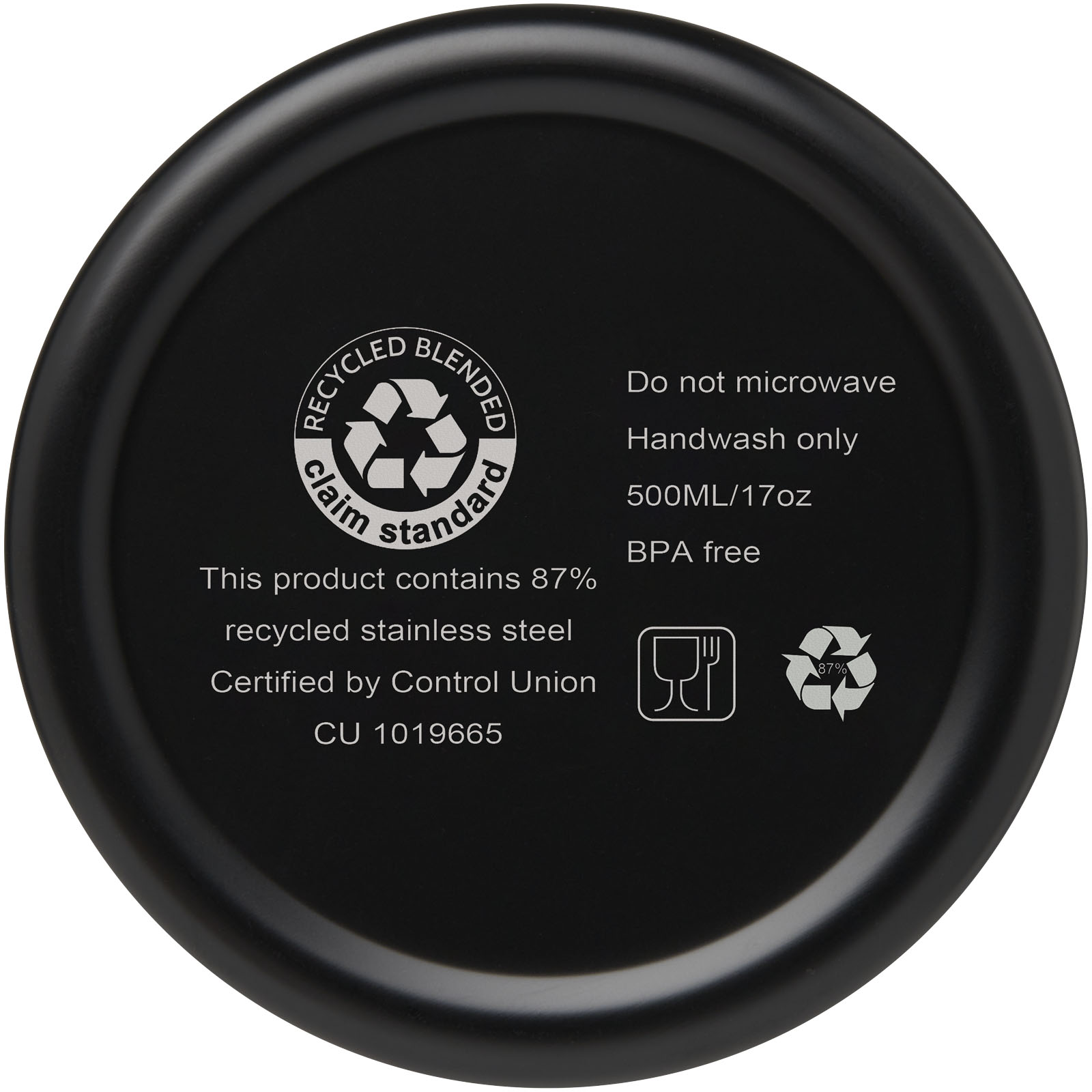Vasa RCS-zertifizierte Kupfer-Vakuum Isolierflasche aus recyceltem Edelstahl, 500 ml schwarz