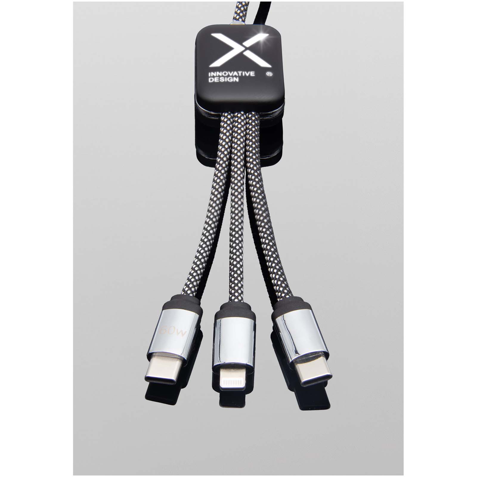SCX.design C33 60W Typ C Ladekabel mit doppeltem Leuchtlogo heather schwarz