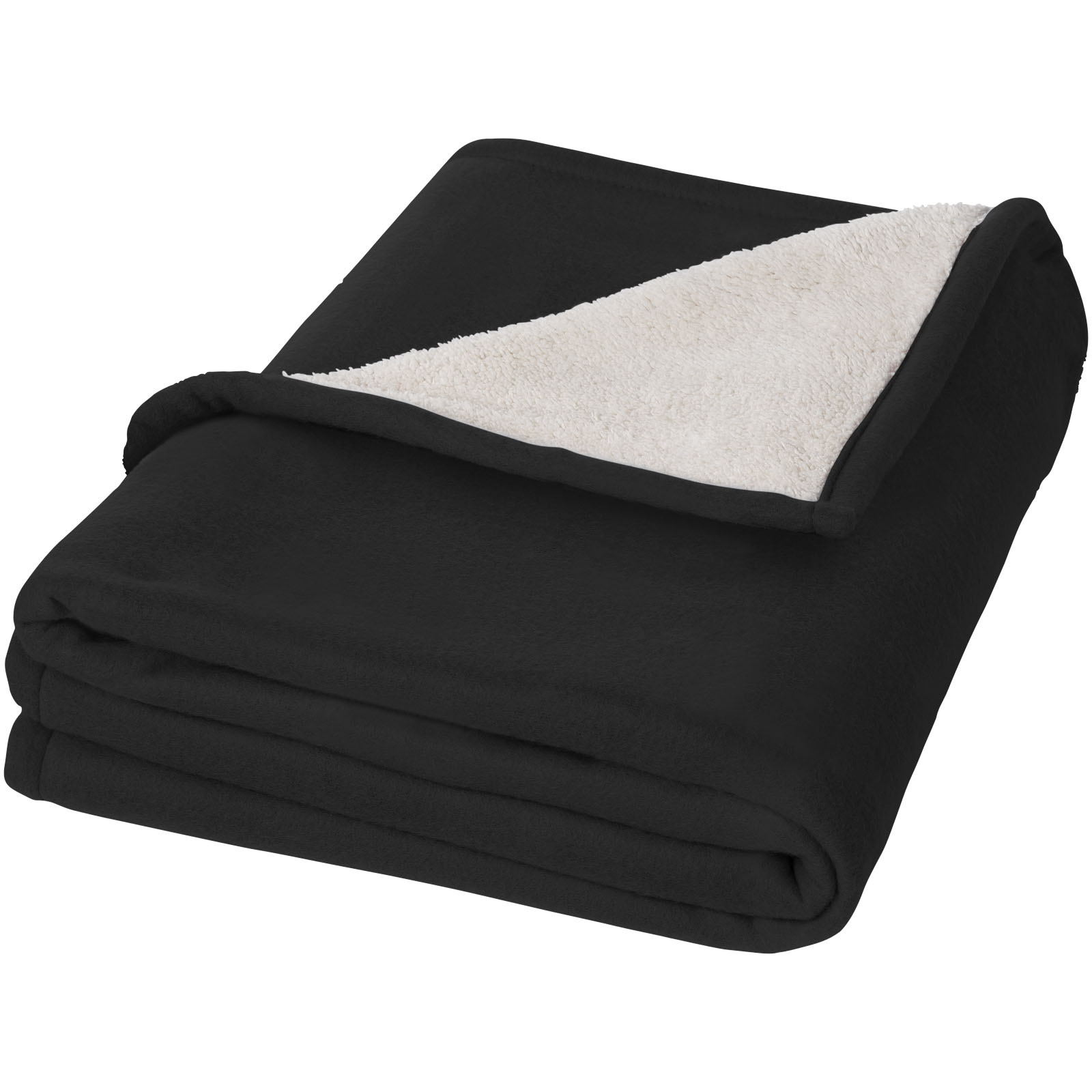 Springwood Decke aus weichem Fleece und Sherpa-Plaid schwarz, offwhite