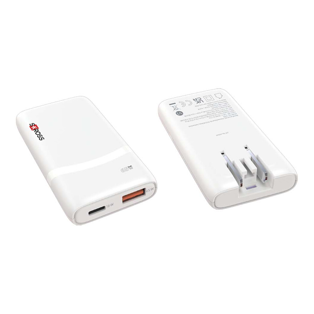 SKROSS® Klip Slim 65W Mehrfach-Ladegerät weiss
