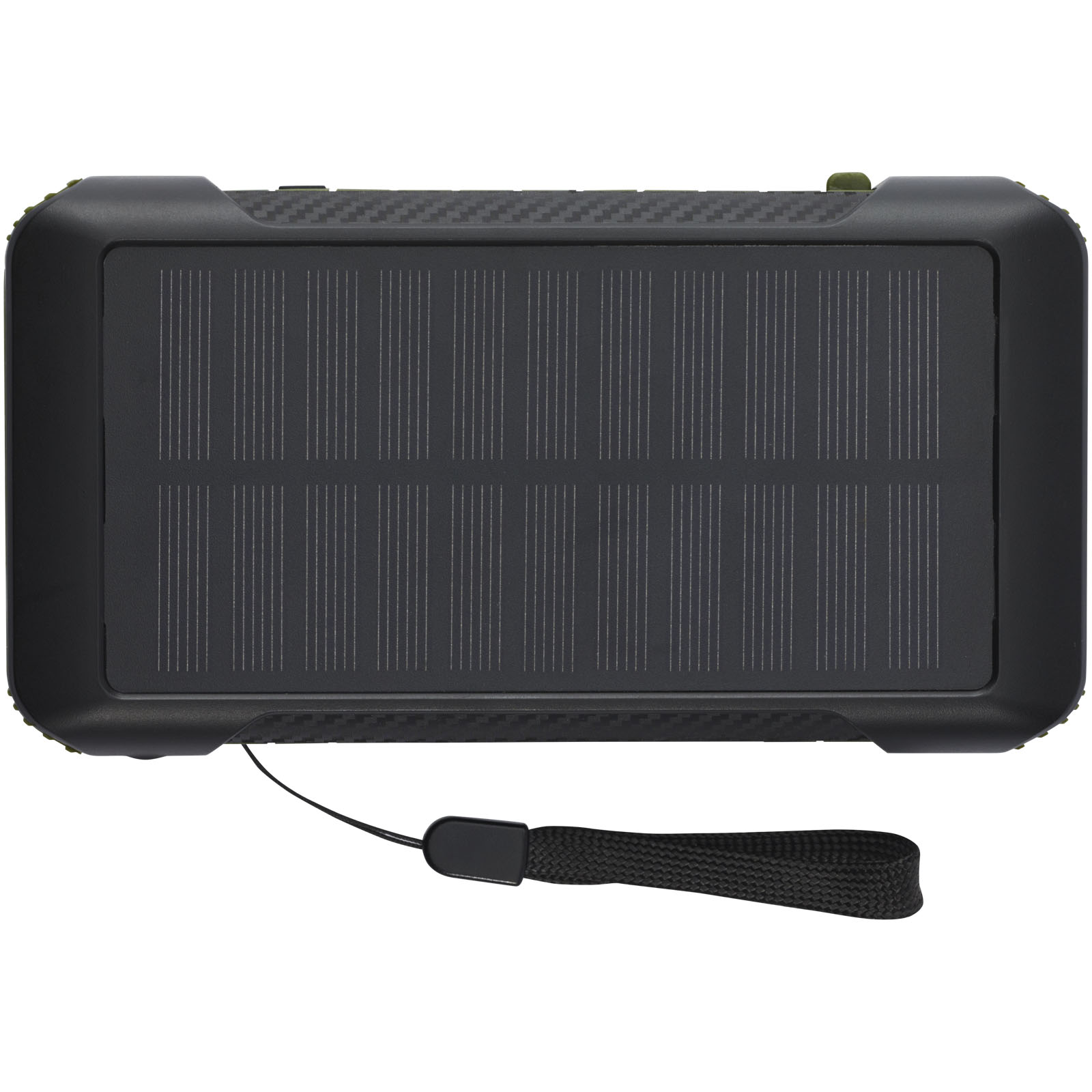 Soldy 10.000 mAh Solardynamo-Powerbank aus recyceltem GRS Kunststoff armeegrün