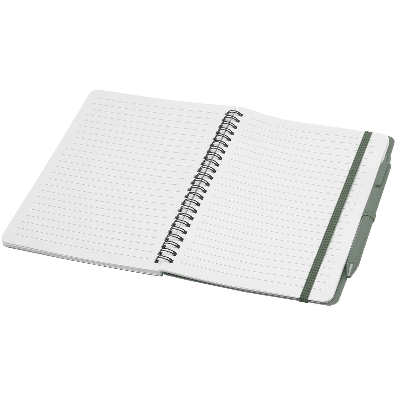 Thalaasa A5 Hardcover Notizbuch mit Kugelschreiber (schwarze Mine) heather grün