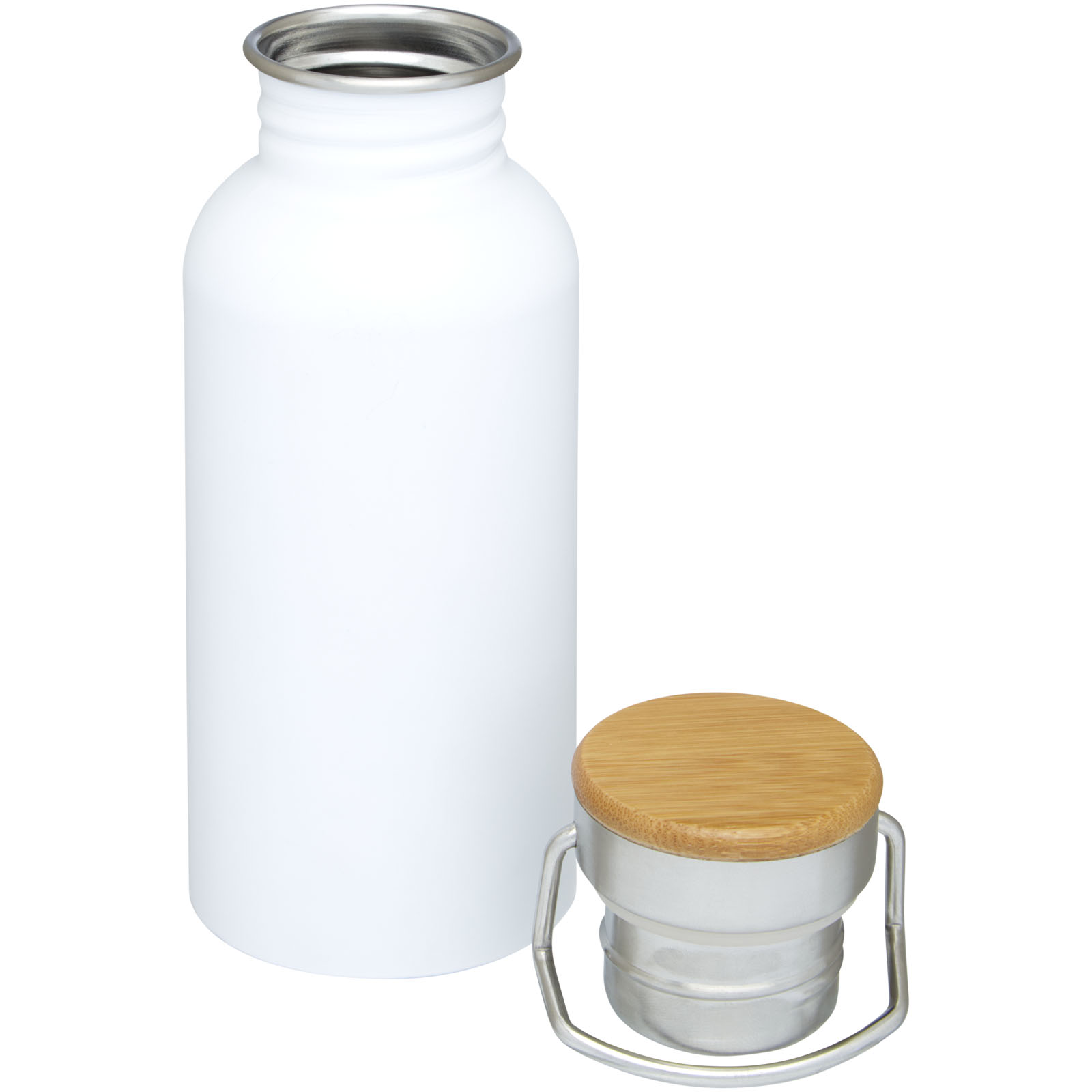 Thor 550 ml einwandige Trinkflasche aus recyceltem Edelstahl weiss