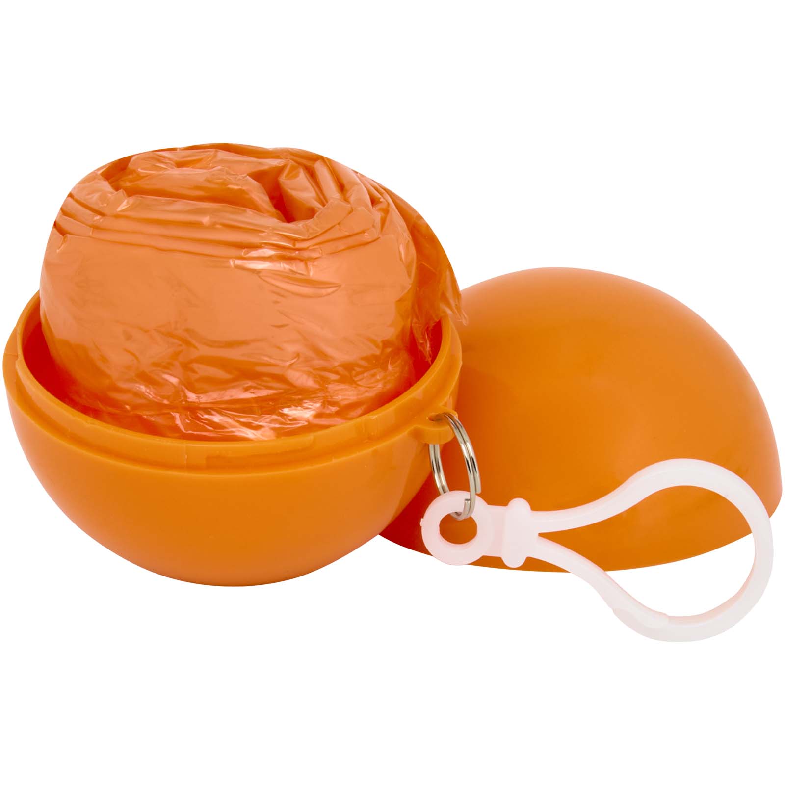 Fog Poncho in rundem Kunststoffbehälter mit Karabinerhaken orange