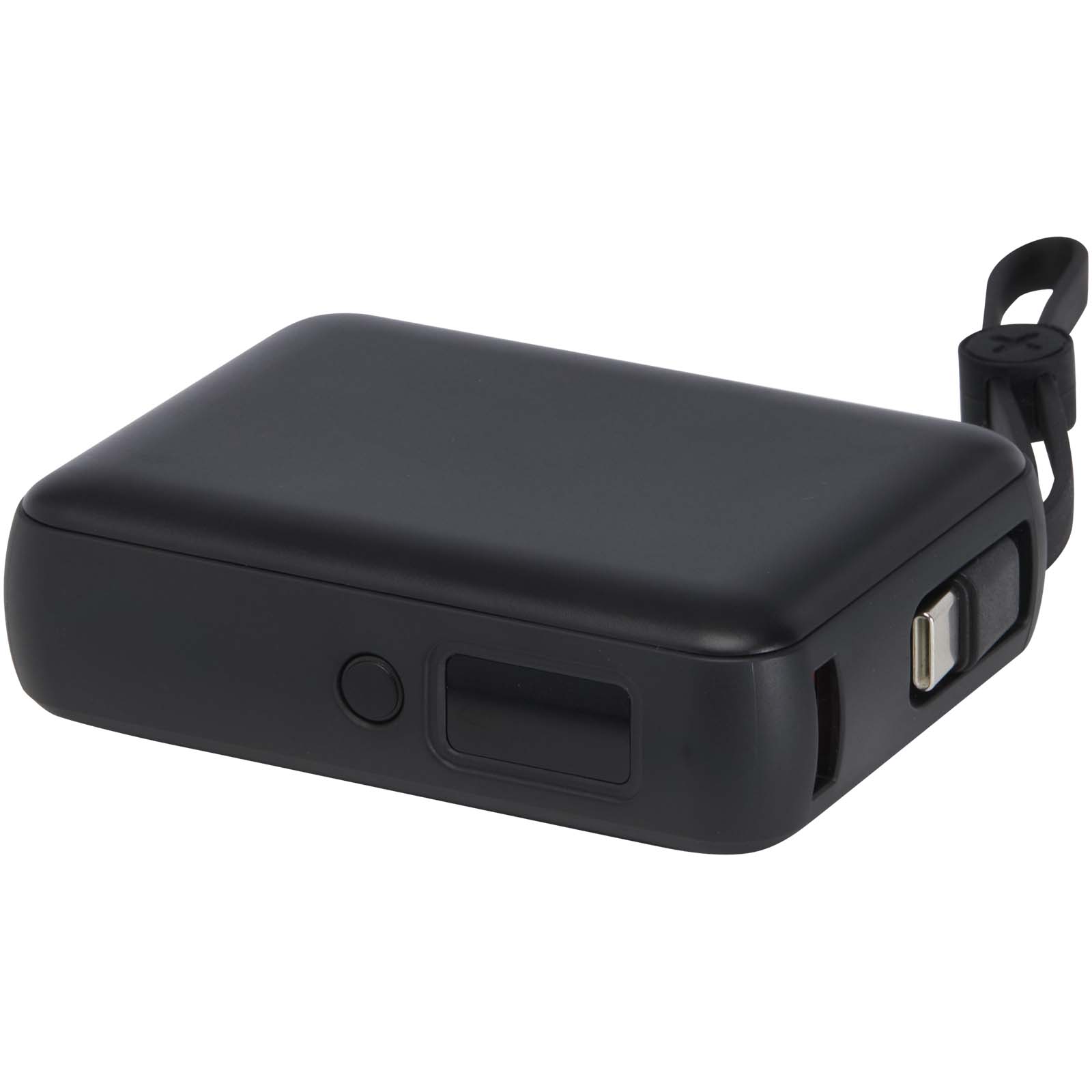 Acrux 35 W 10.000 mAh Tablet Powerbank mit integriertem Typ-C-Kabel aus recyceltem Kunststoff schwarz