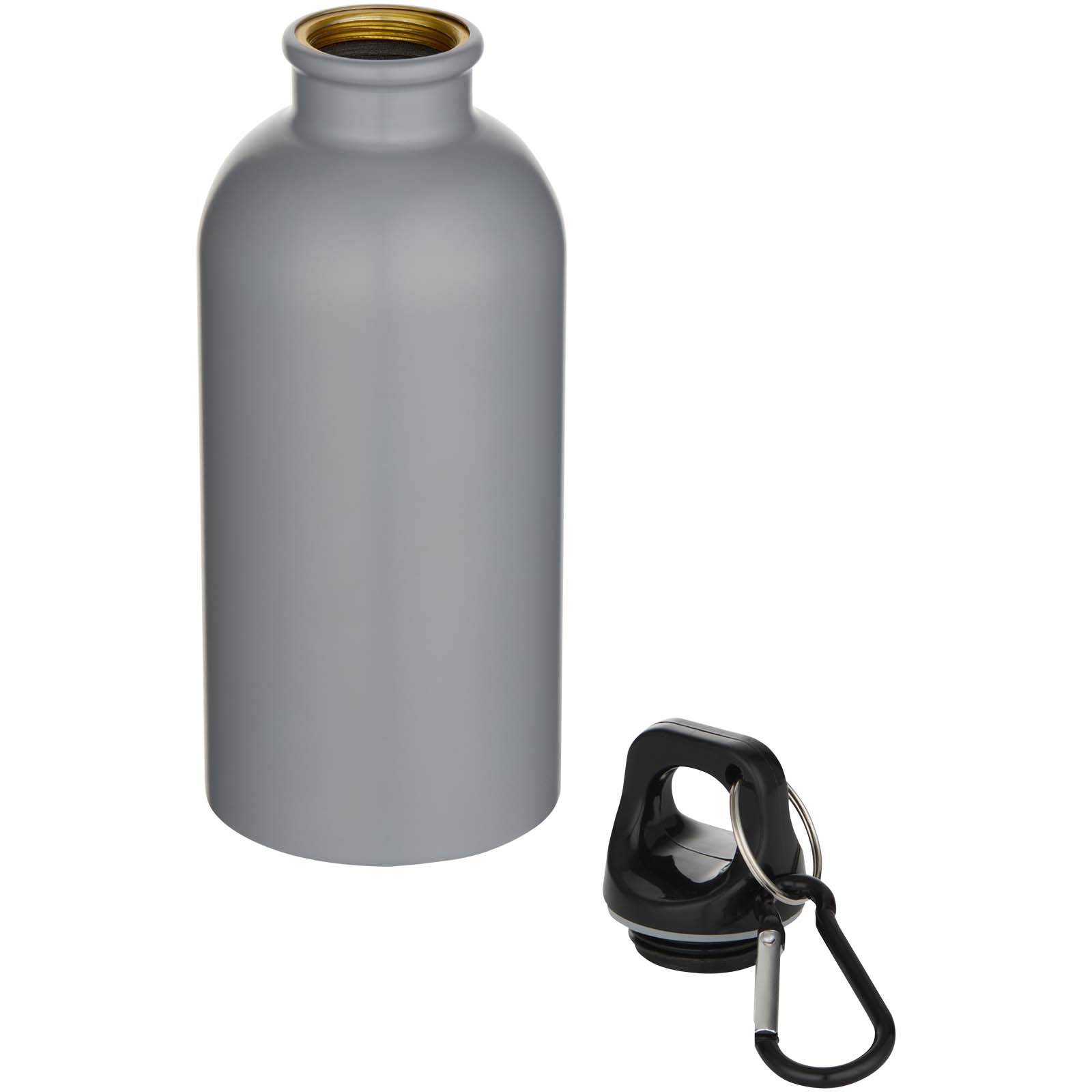 Oregon 400 ml matte RCS-zertifizierte einwandige Trinkflasche aus recyceltem Edelstahl mit Karabinerhaken grau
