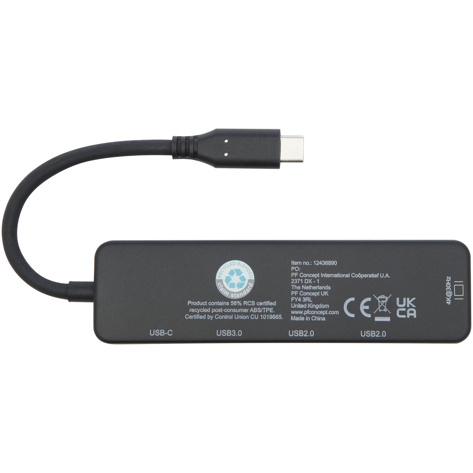 Loop Multimedia-Adapter aus recyceltem RCS Kunststoff USB 2.0-3.0 mit HDMI-Anschluss schwarz