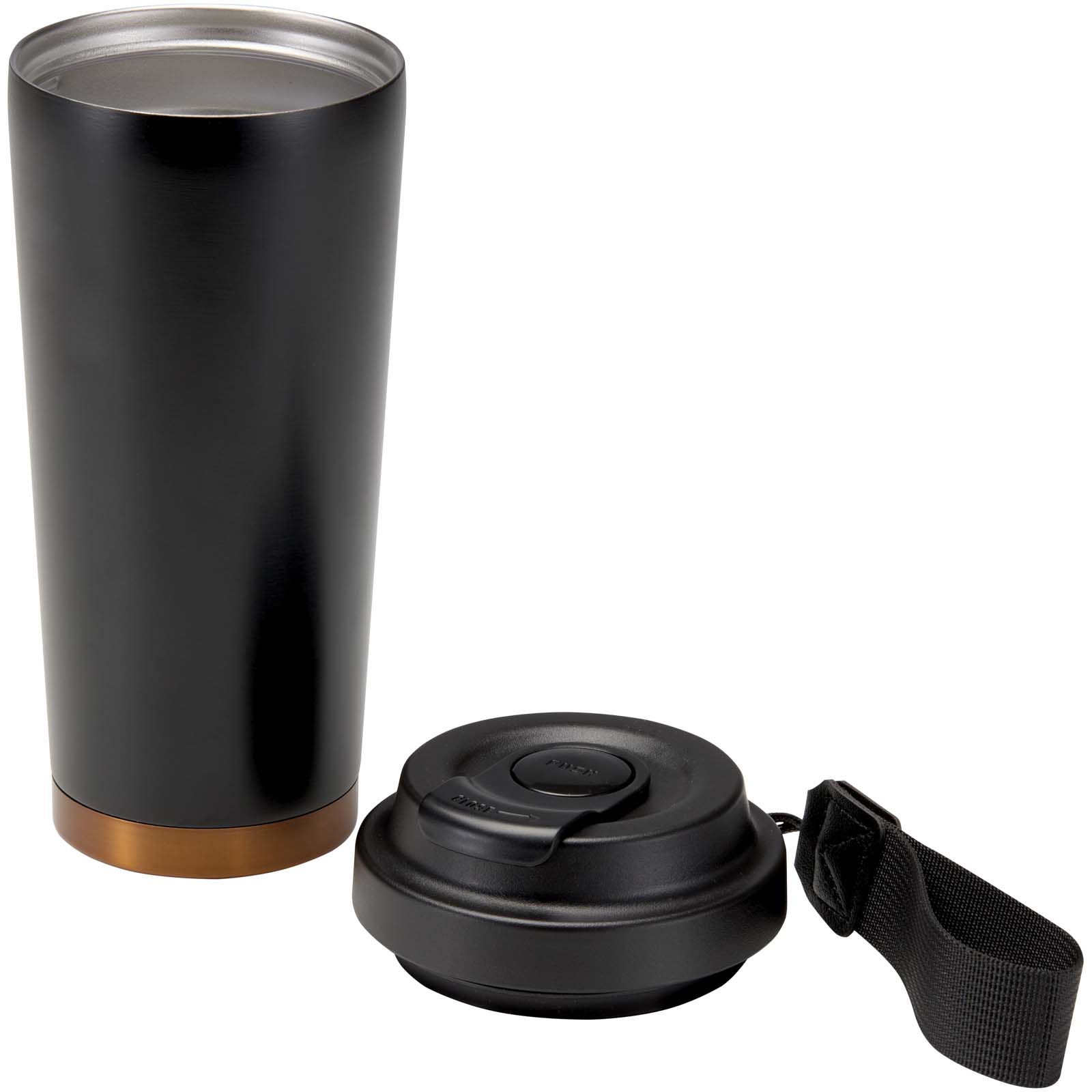 Hampton 480 ml RCS vakuumisolierter One-Touch Becher aus recyceltem Edelstahl schwarz