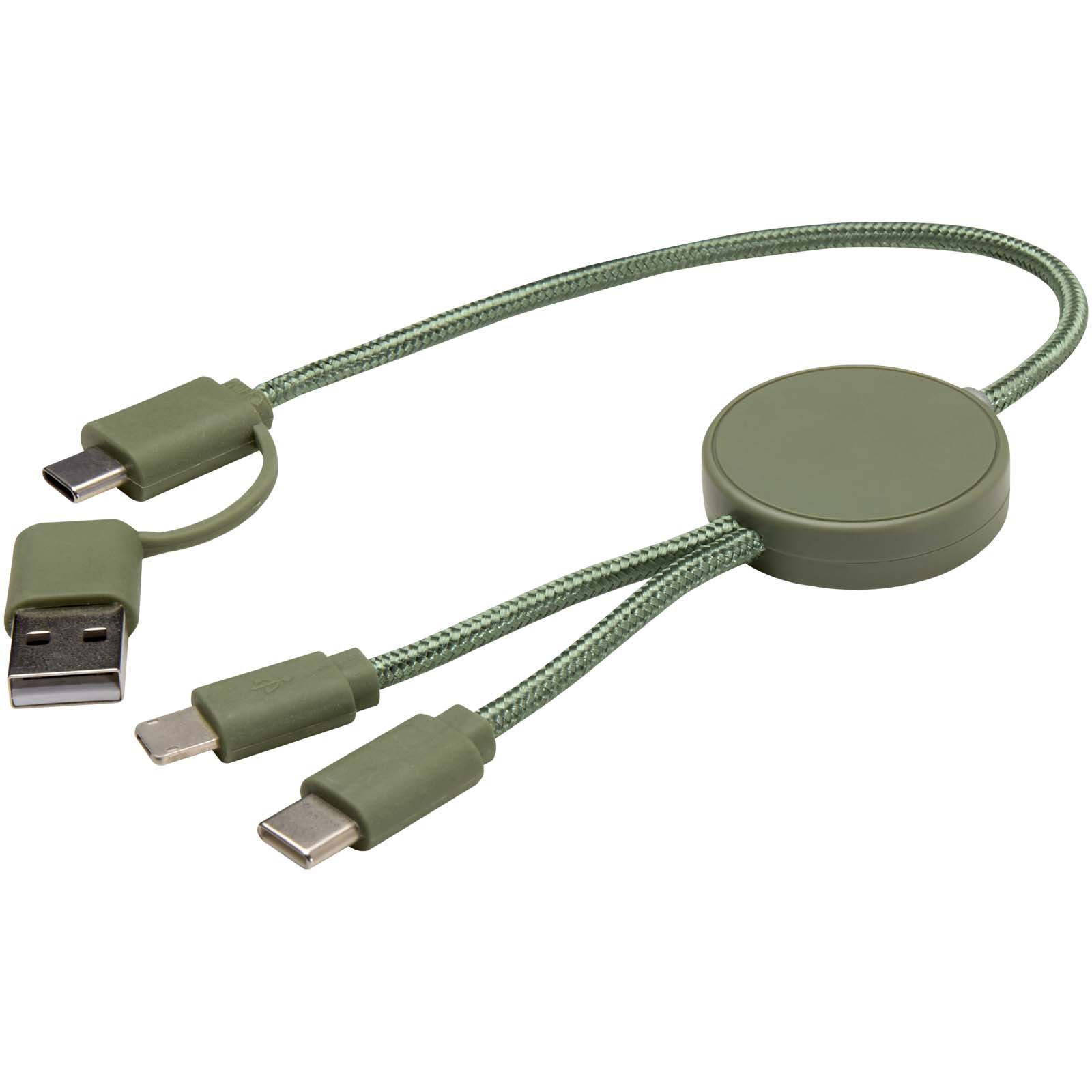 Citala 30 cm 5-in-1 Kabel aus recyceltem Kunststoff für Datenübertragung und 27W Schnellladung heather grün