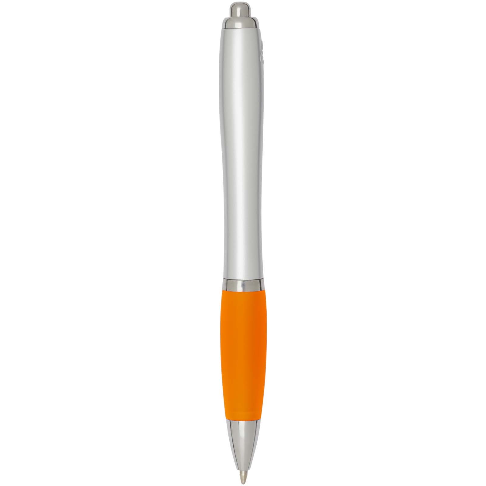 Nash RCS Kugelschreiber aus recyceltem Kunststoff mit silbernem Schaft und farbigem Griff (schwarze Tinte) orange