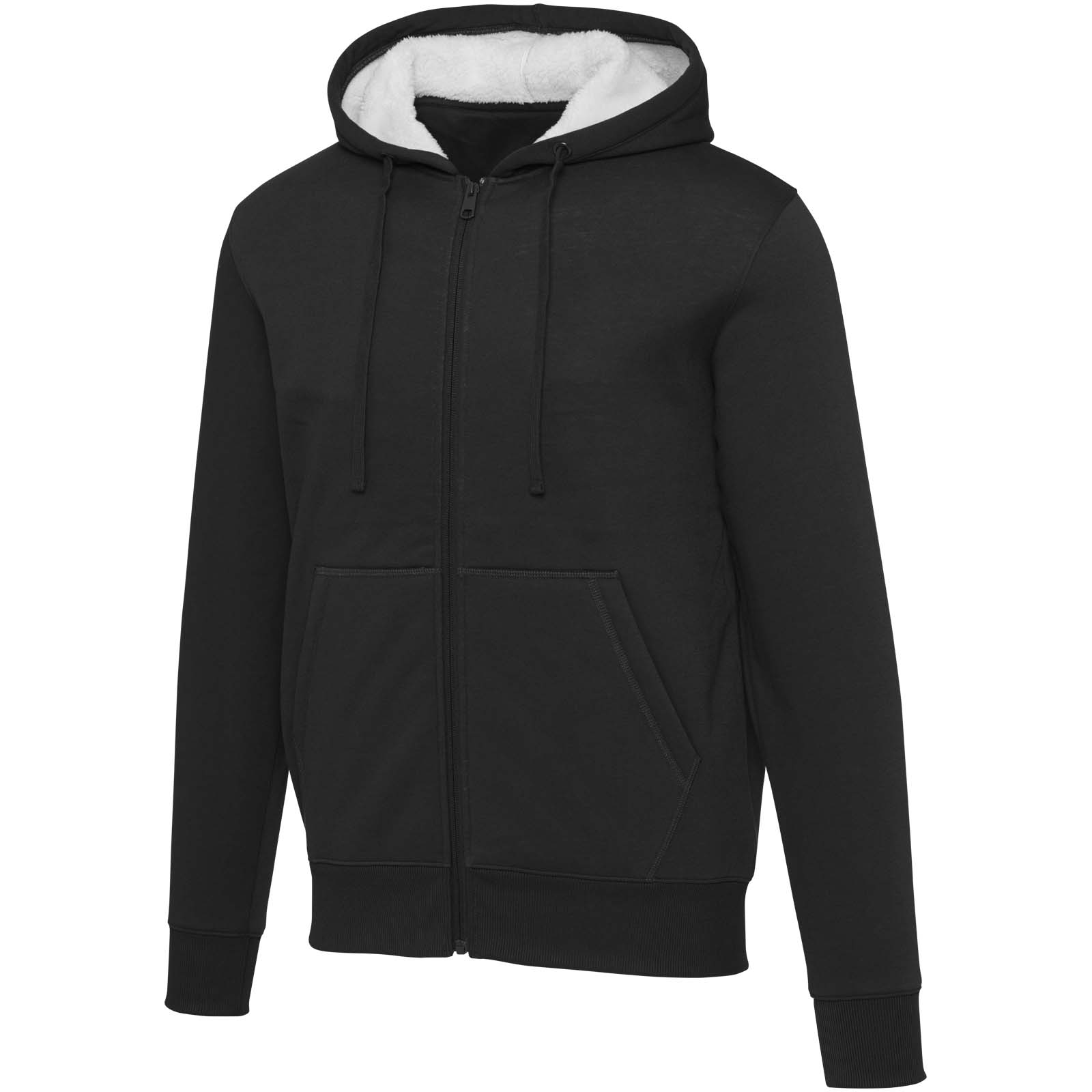 Natron 320 g/m² Sherpa-Kapuzenjacke mit Reißverschluss schwarz