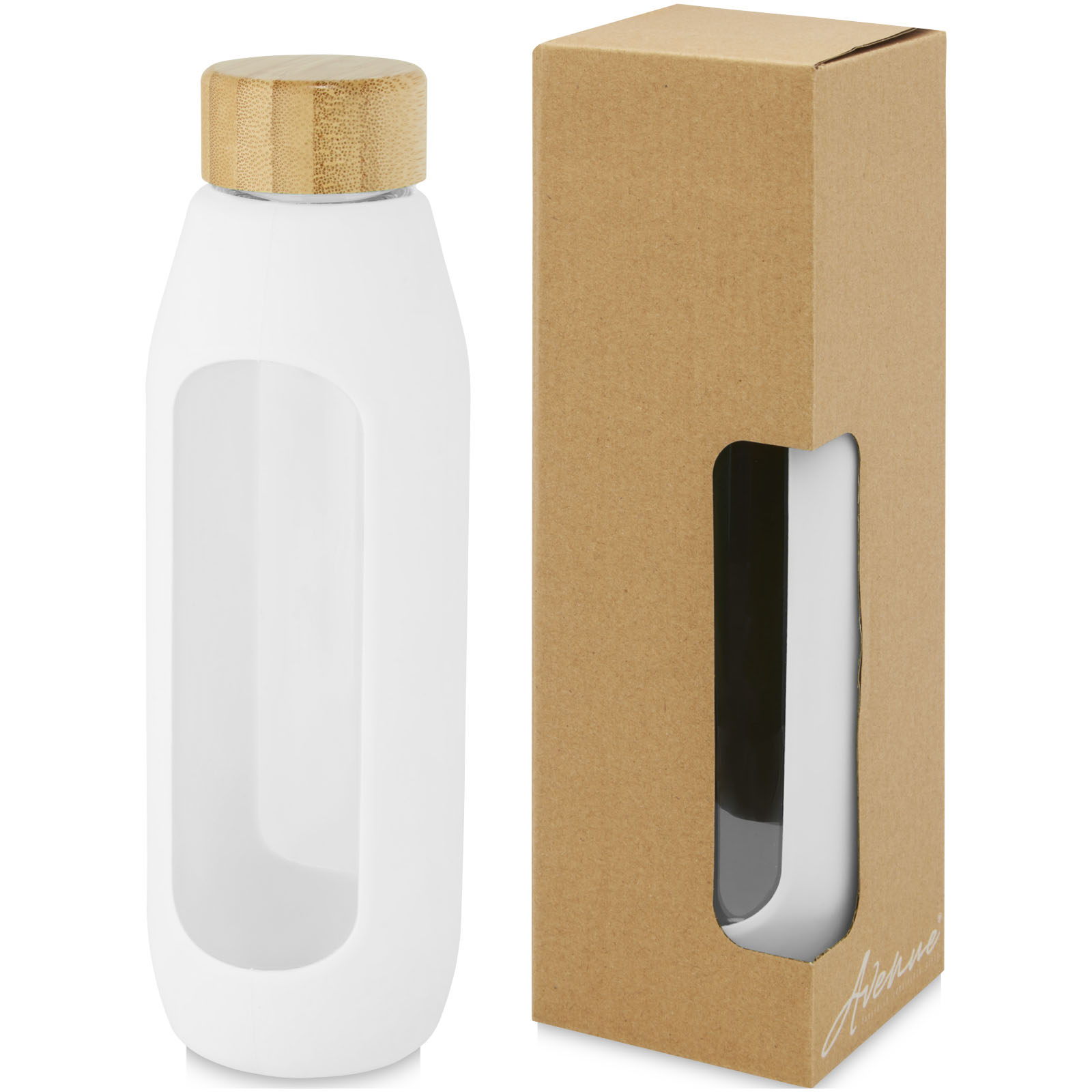 Tidan 600 ml Flasche aus Borosilikatglas mit Silikongriff weiss