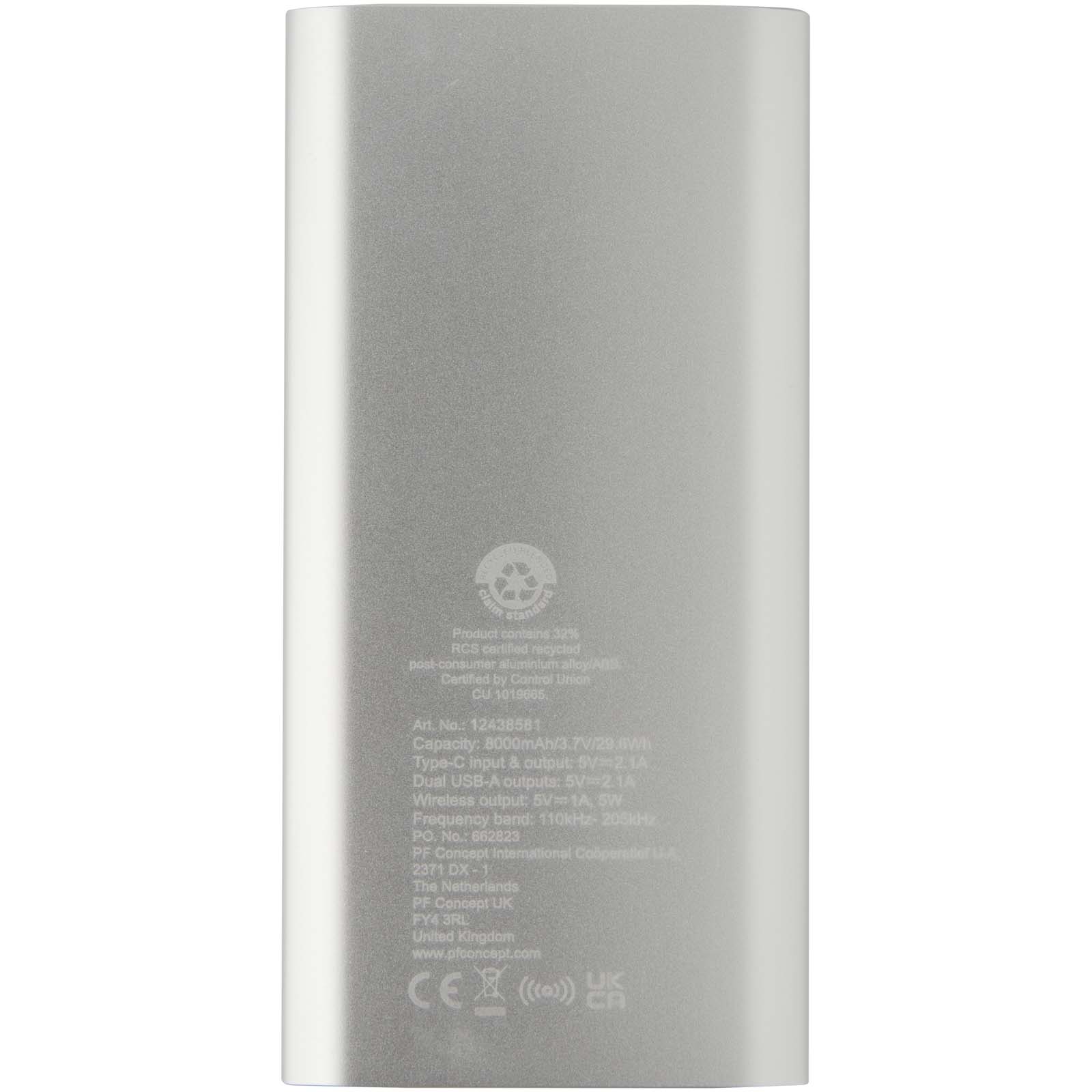 Juice 8000 mAh Typ-C kabellose Powerbank aus recyceltem Aluminium silber