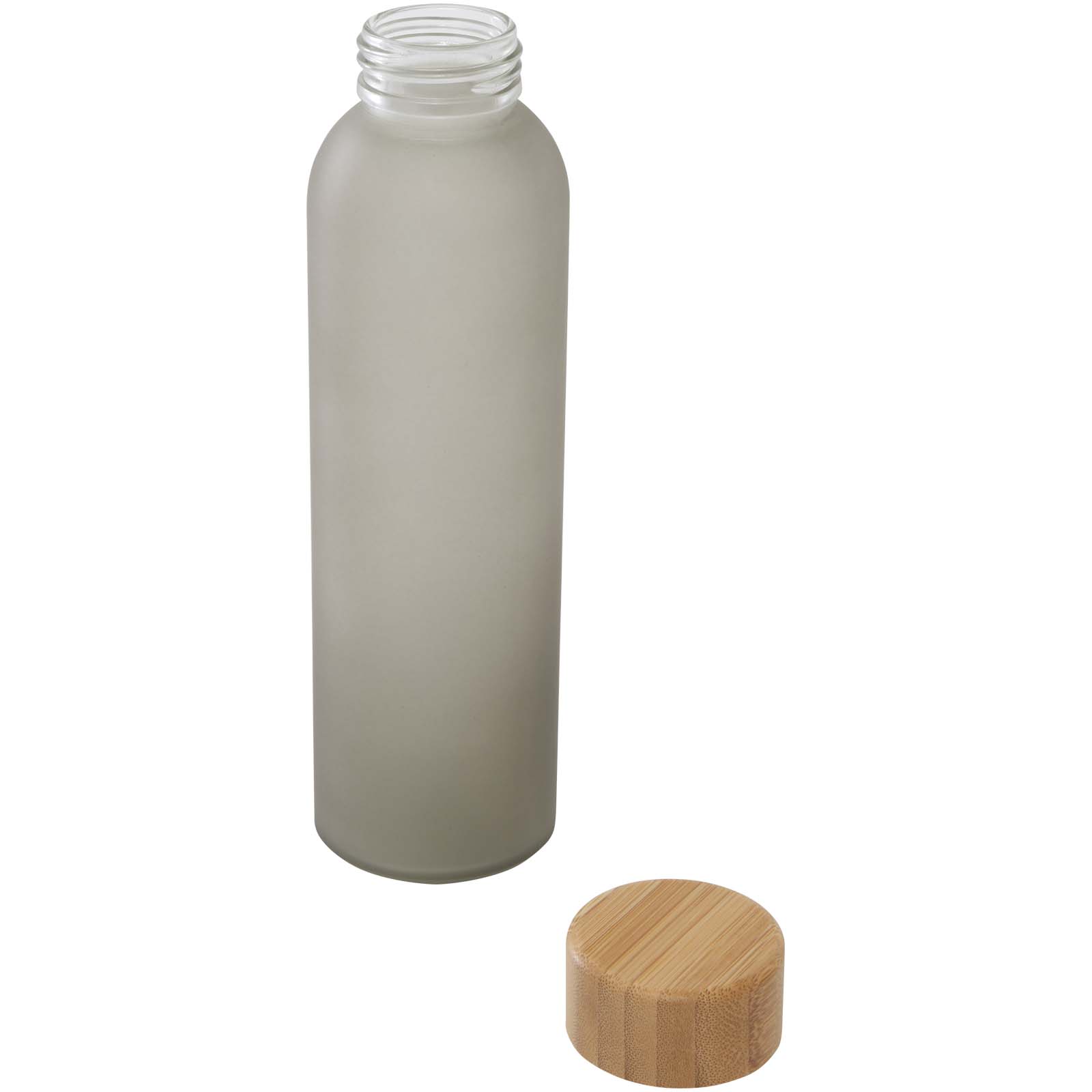 Lume 500 ml Flasche aus mattiertem Kalknatronglas mit Bambusdeckel grau