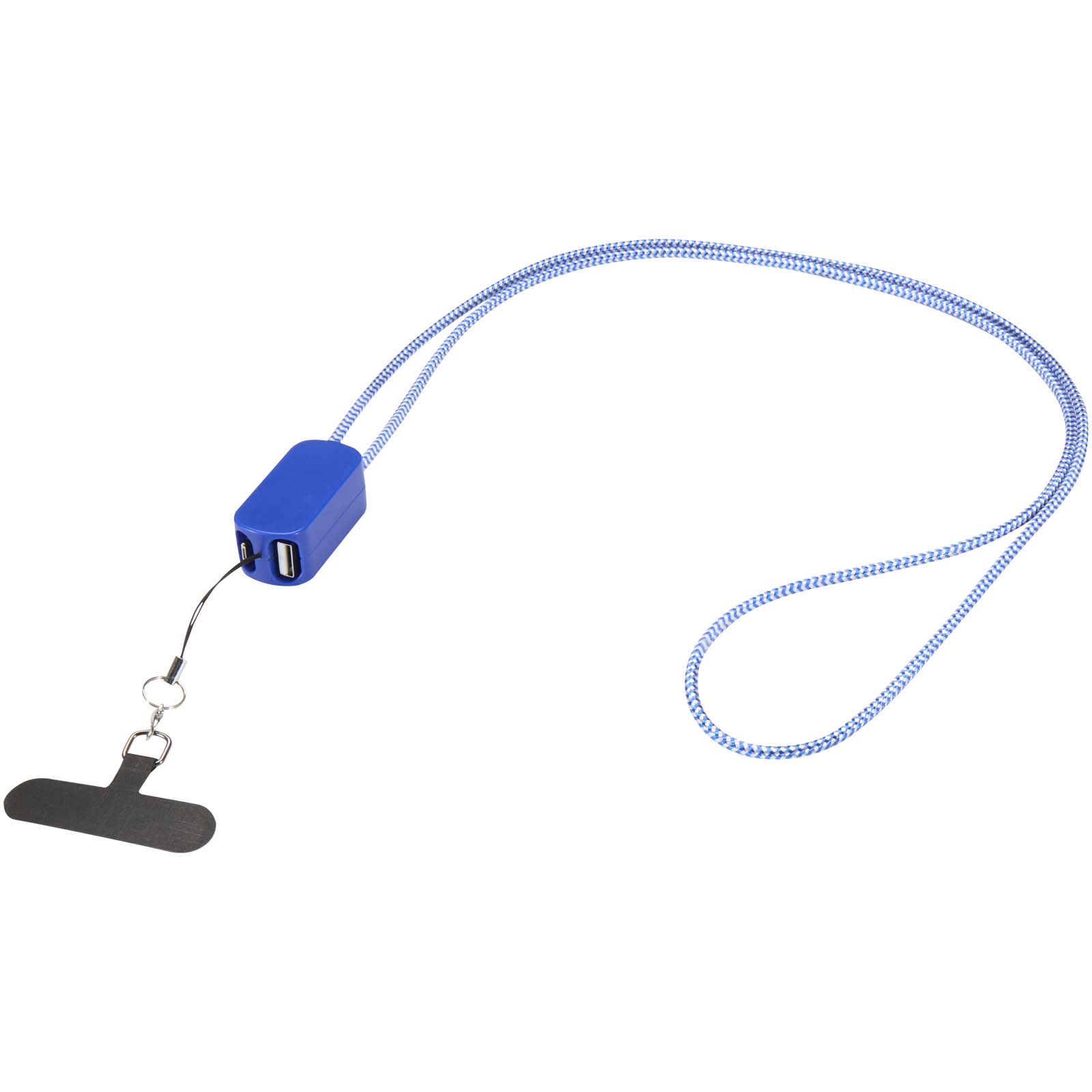Anser Smartphone Lanyard aus recyceltem Kunststoff mit 27 W 5-in-1 integriertem Kabel royalblau