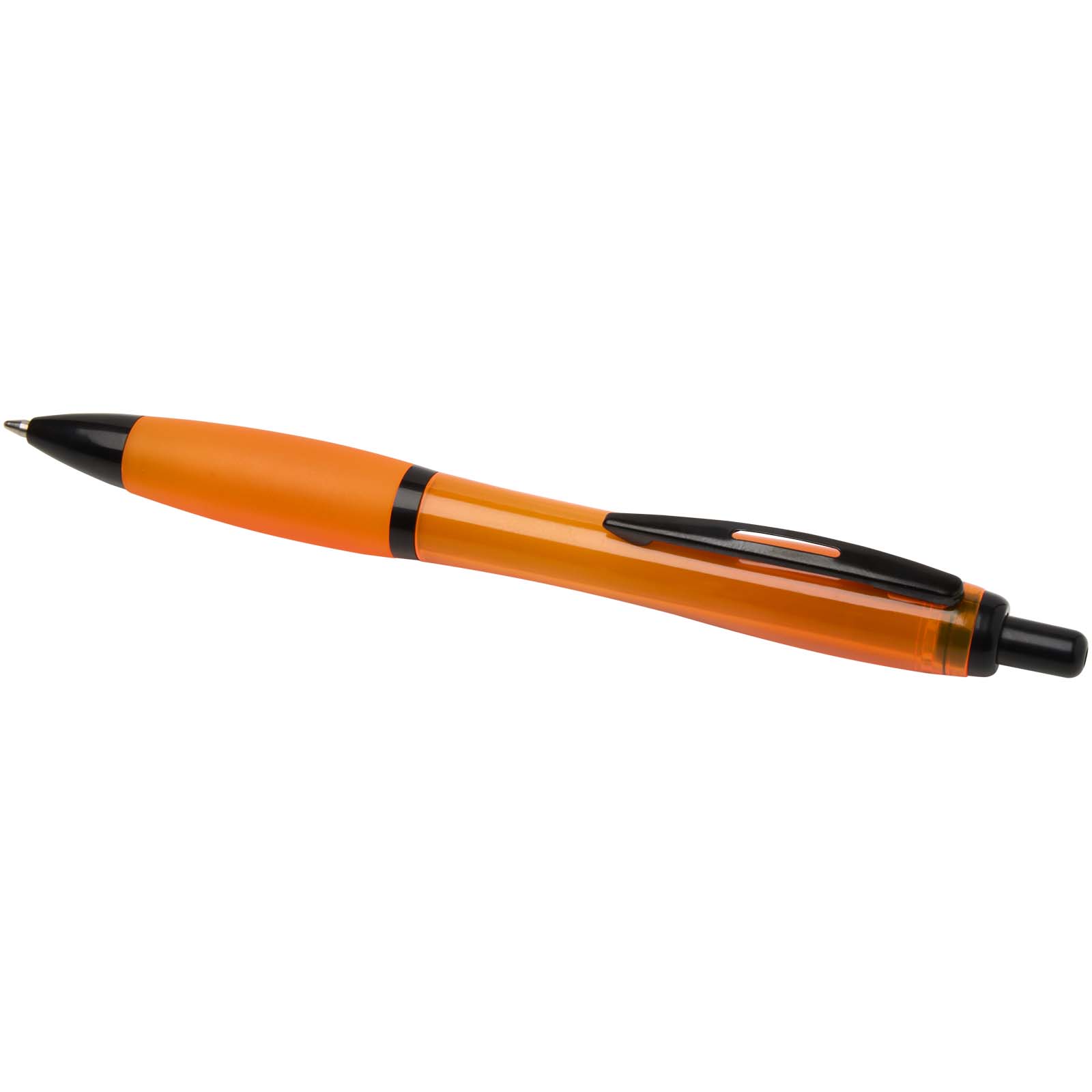 Nash Kugelschreiber aus recyceltem Kunststoff mit schwarzen Zierelementen (schwarze Mine) orange