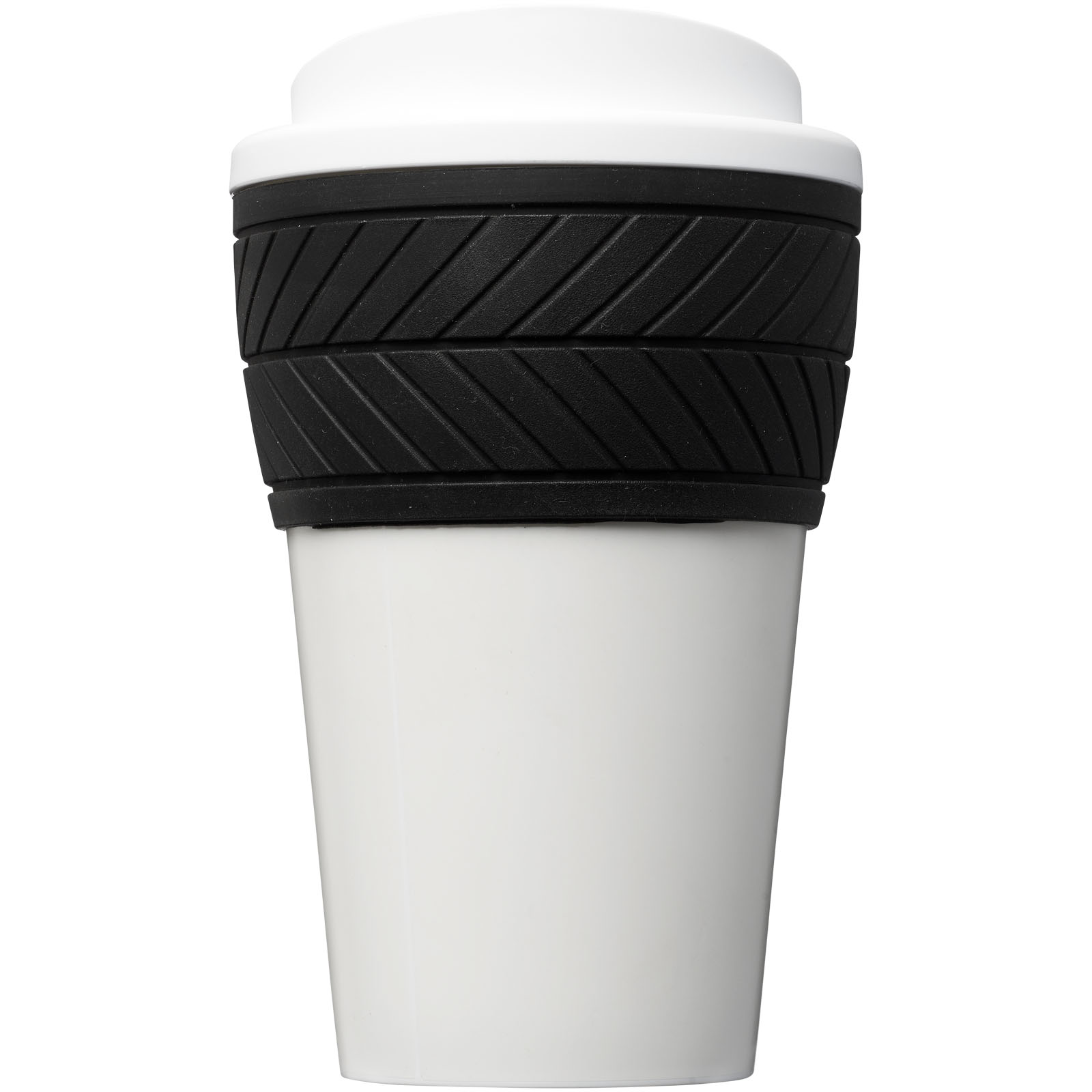 Brite-Americano® 350 ml Isolierbecher mit Schutzring Reifen-Design weiss