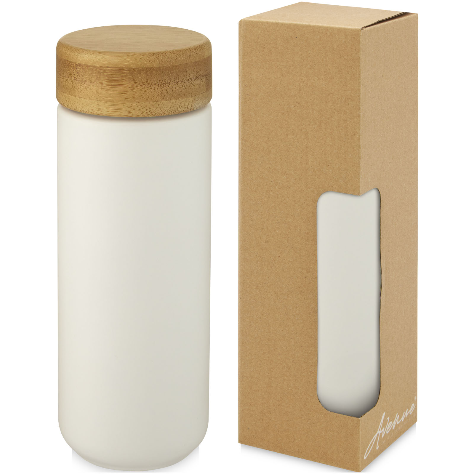 Lumi 300 ml Keramikbecher mit Bambusdeckel weiss