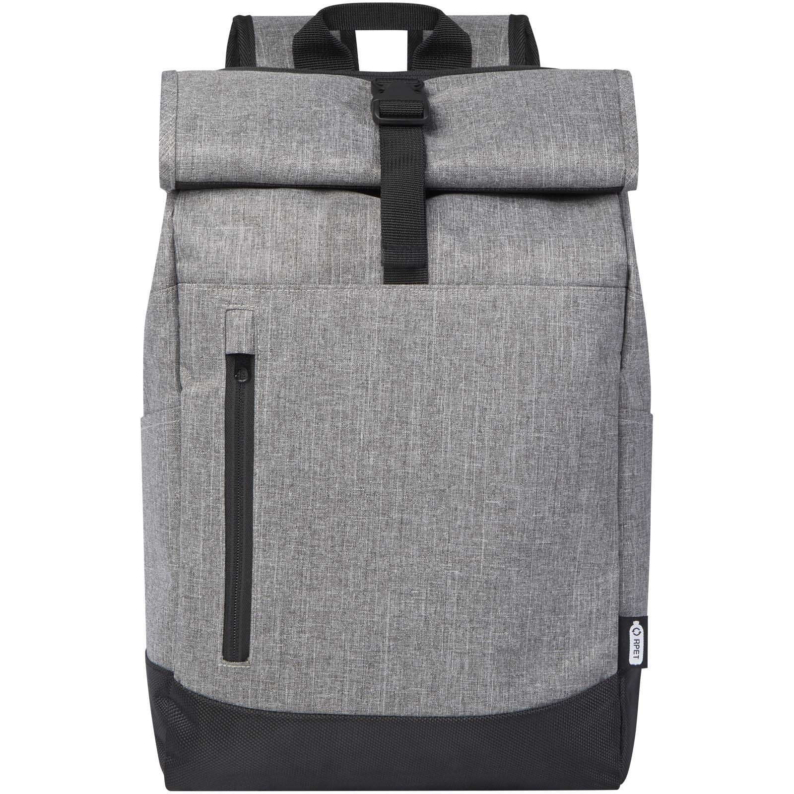 Libra 15,6" GRS recycelter Rolltop Laptop-Rucksack 12L heather grau, schwarz