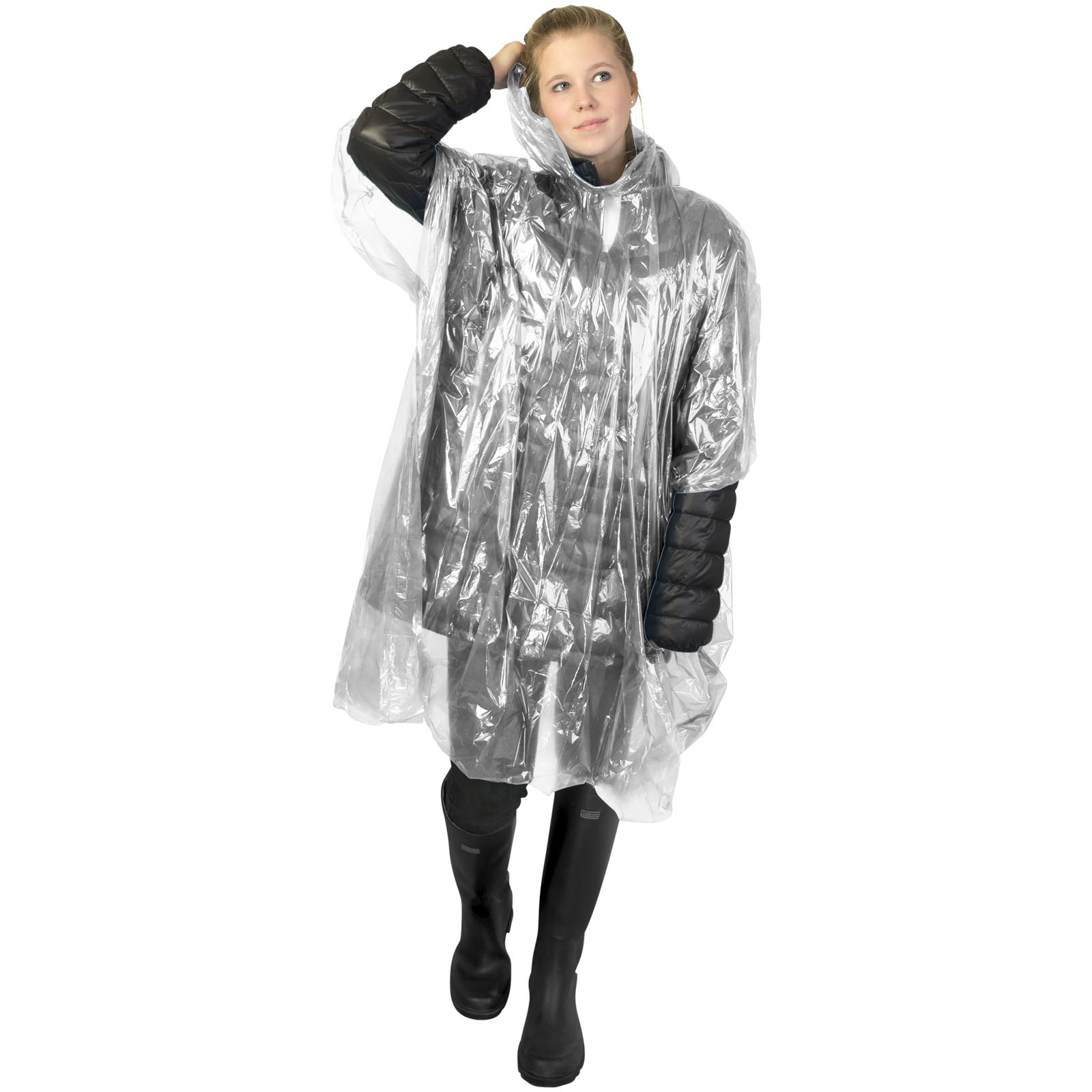Ziva Einweg Regenponcho mit Hülle weiss