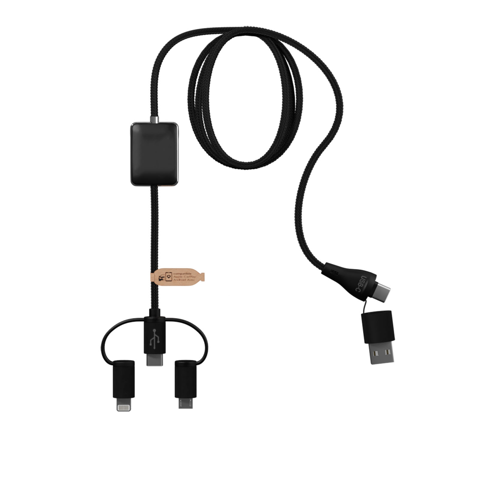 SCX.design C48 CarPlay 5-in-1 Ladekabel mit Leuchtlogo schwarz