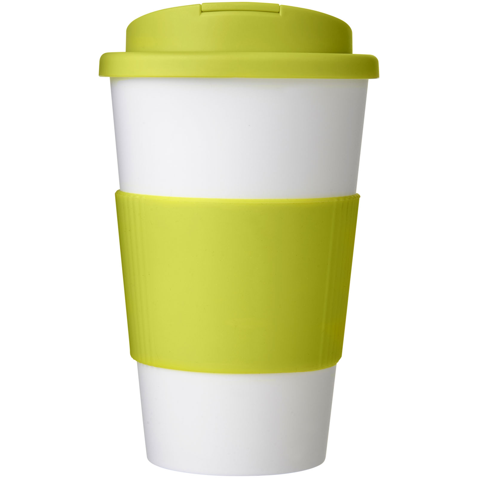 Americano® 350 ml Isolierbecher mit Schutzring & auslaufsicherem Schraubverschluss weiss, limone