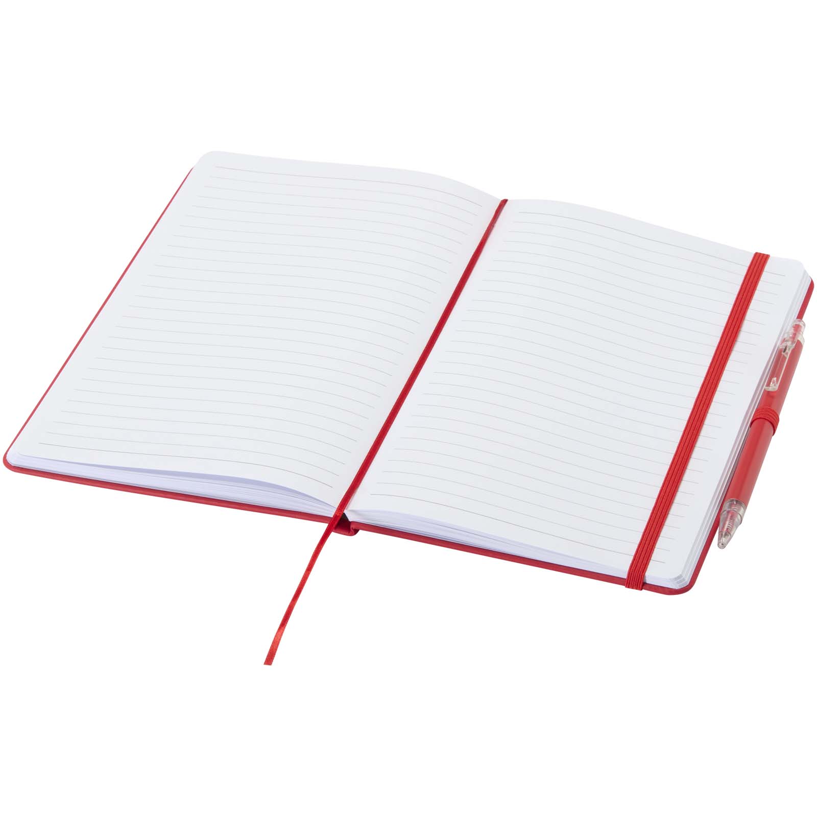 Spectrum Set A5 Hardcover Notizbuch aus Recyclingpapier und einem Kugelschreiber rot