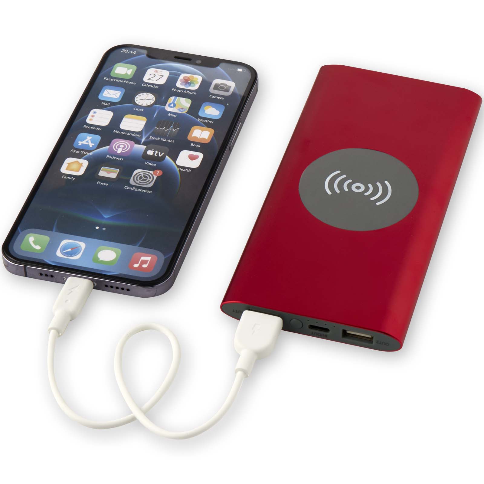Juice 8000 mAh Typ-C kabellose Powerbank aus recyceltem Aluminium rot