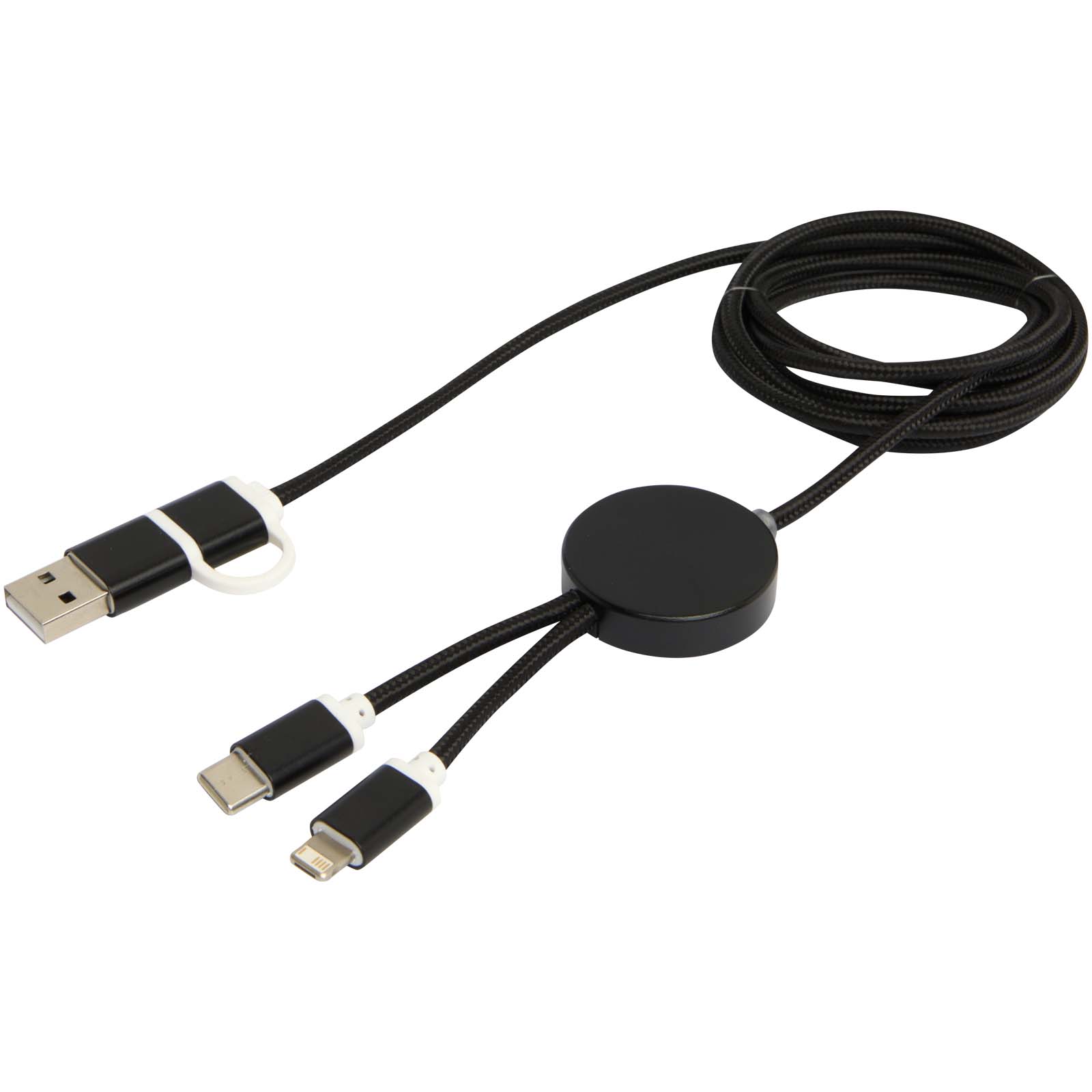 Alasia 150 cm 5-in-1 Kabel aus recyceltem Kunststoff für Datenübertragung und 27W Schnellladung schwarz