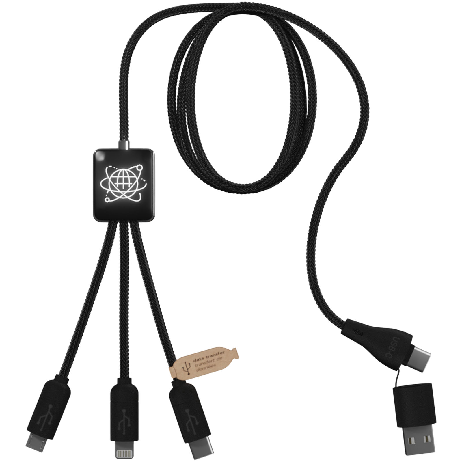 SCX.design C45 5-in-1 rPET-Ladekabel mit Datentransfer schwarz