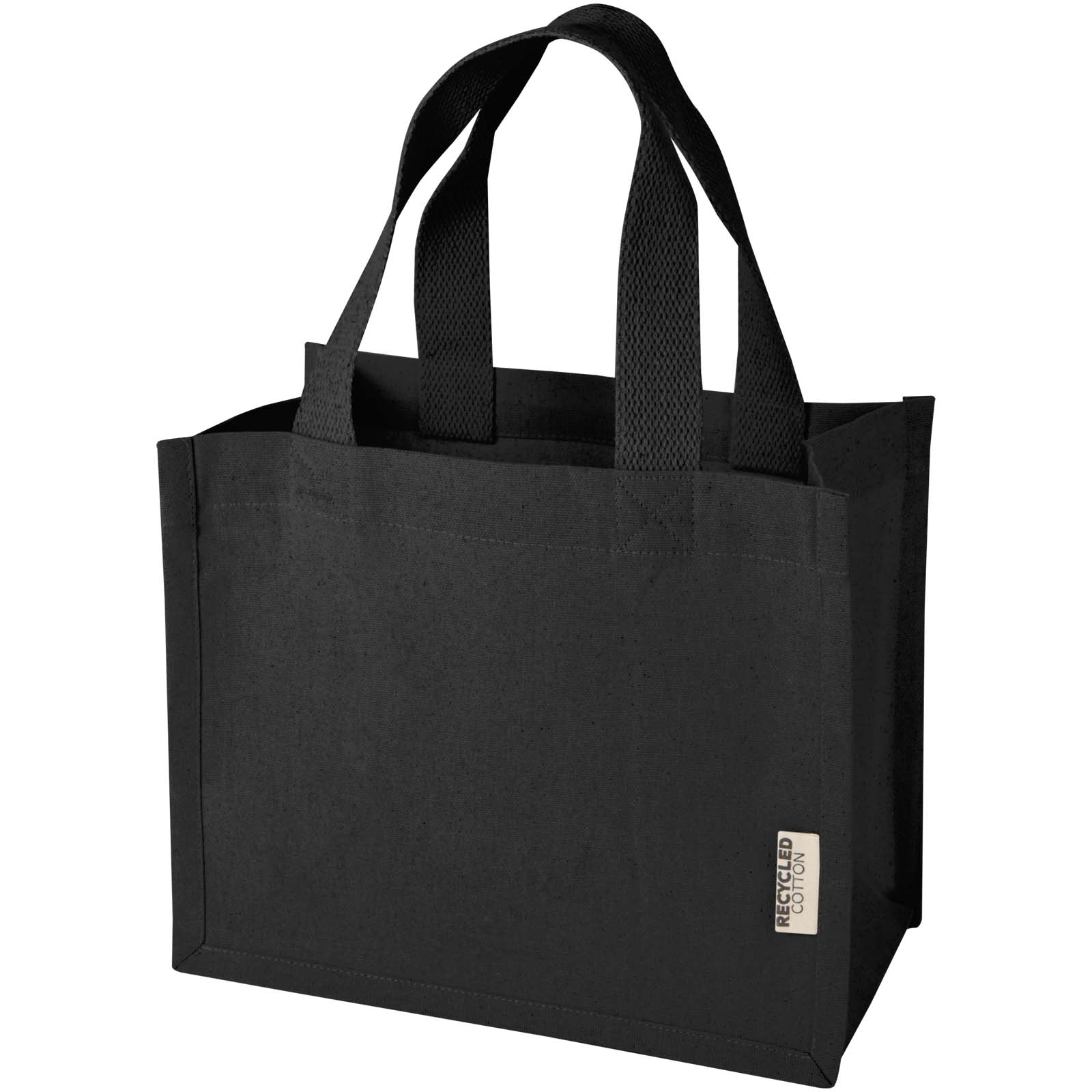 Odessa Mini-Tragetasche mit Bodenfalte aus 220 g/m² GRS Recyclingbaumwolle 9L schwarz