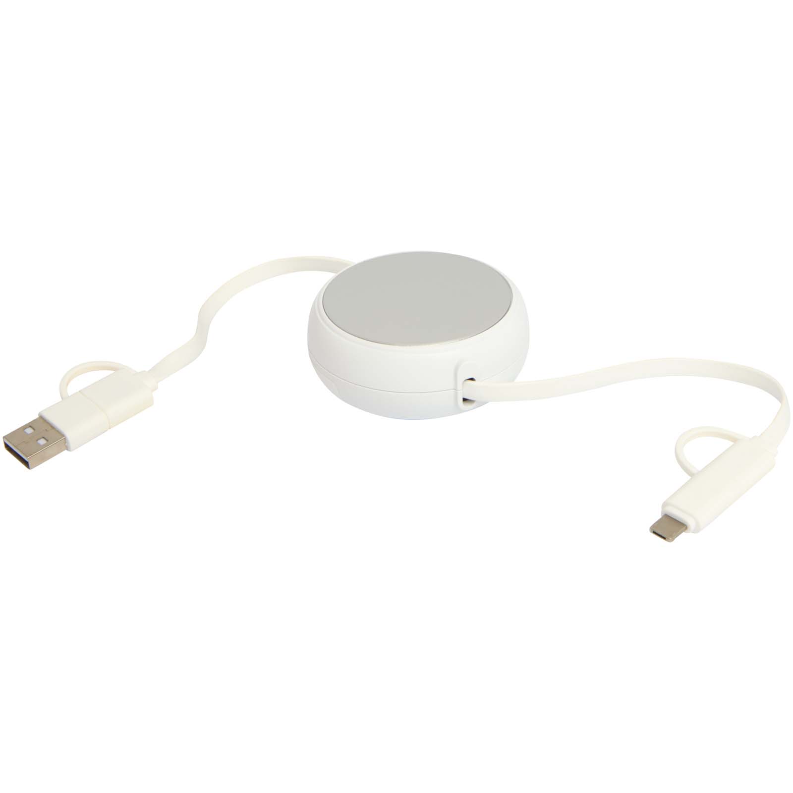 Alasia 100 cm 5-in-1 Kabel aus recyceltem Kunststoff und Aluminium, einziehbar, für Datenübertragung und mit 45W Schnellladun silber