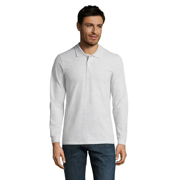 Herren-Langarm-Poloshirt 180 g Perfect