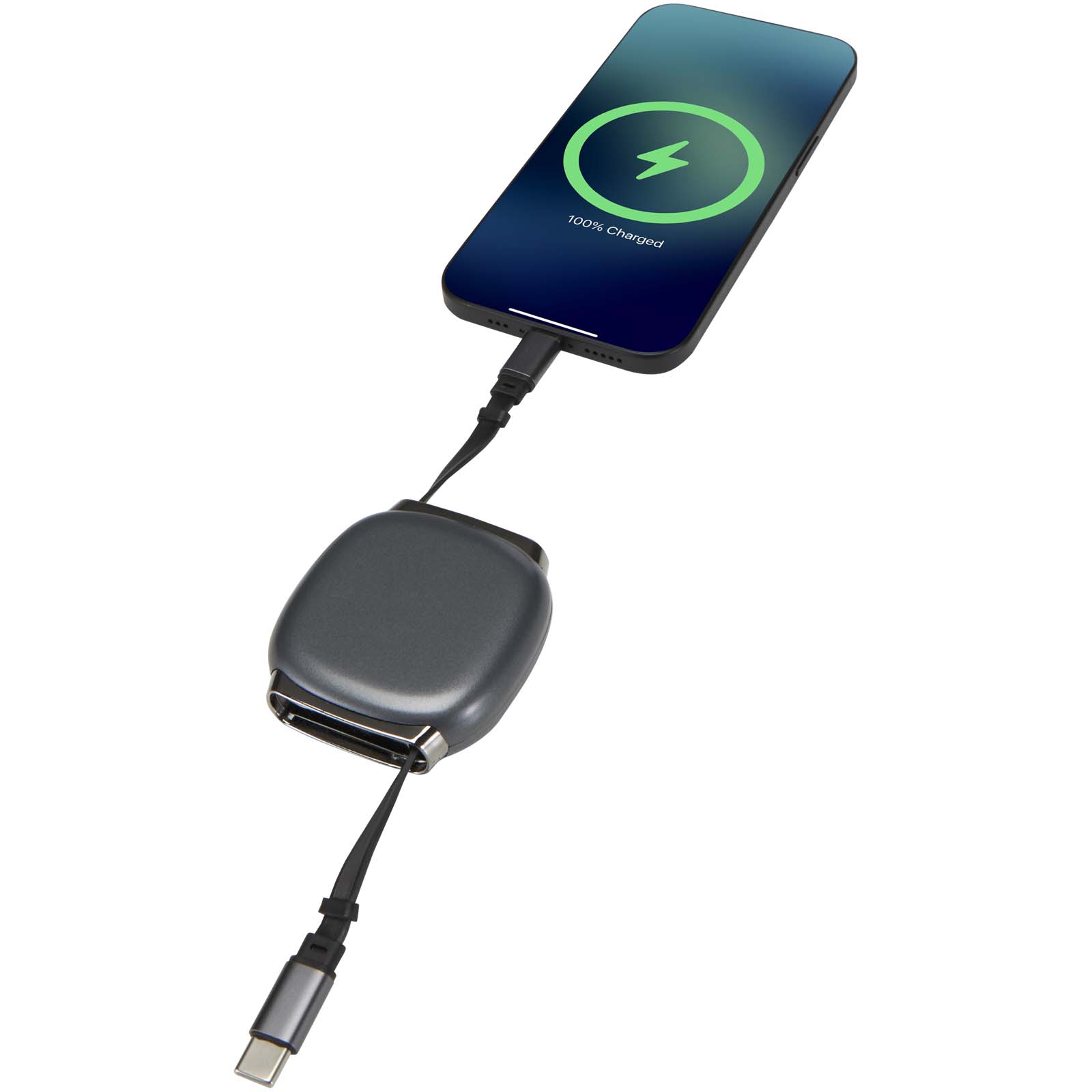 Alphard 100 W CarPlay-Kabel aus recyceltem Kunststoff mit einziehbarer Leitung und PD-Ladefunktion gun metal