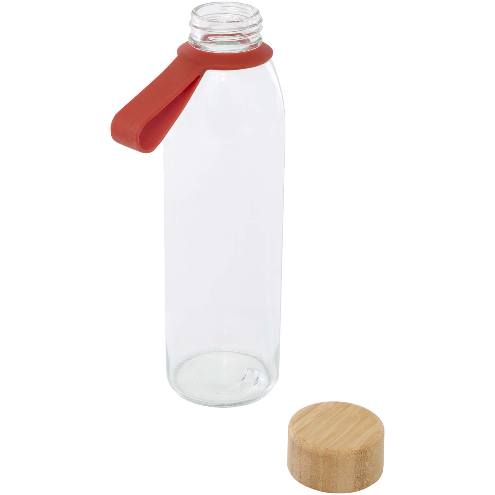 Porto 500 ml Glas-Flasche mit Silikongriff und Bambusdeckel ziegelstein