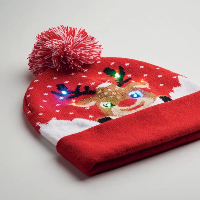 Weihnachtliche Strickmütze LED