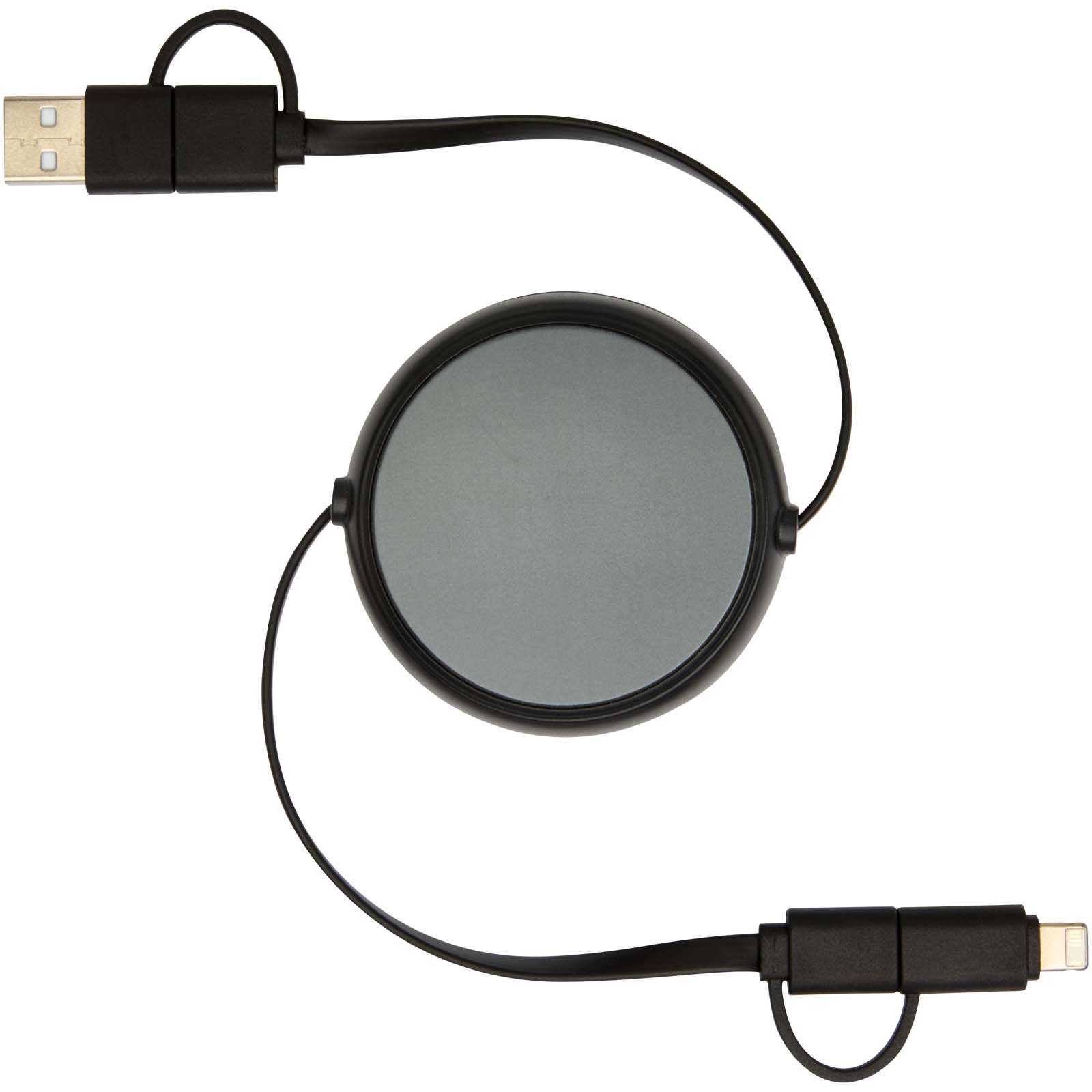 Alasia 100 cm 5-in-1 Kabel aus recyceltem Kunststoff und Aluminium, einziehbar, für Datenübertragung und mit 45W Schnellladun schwarz