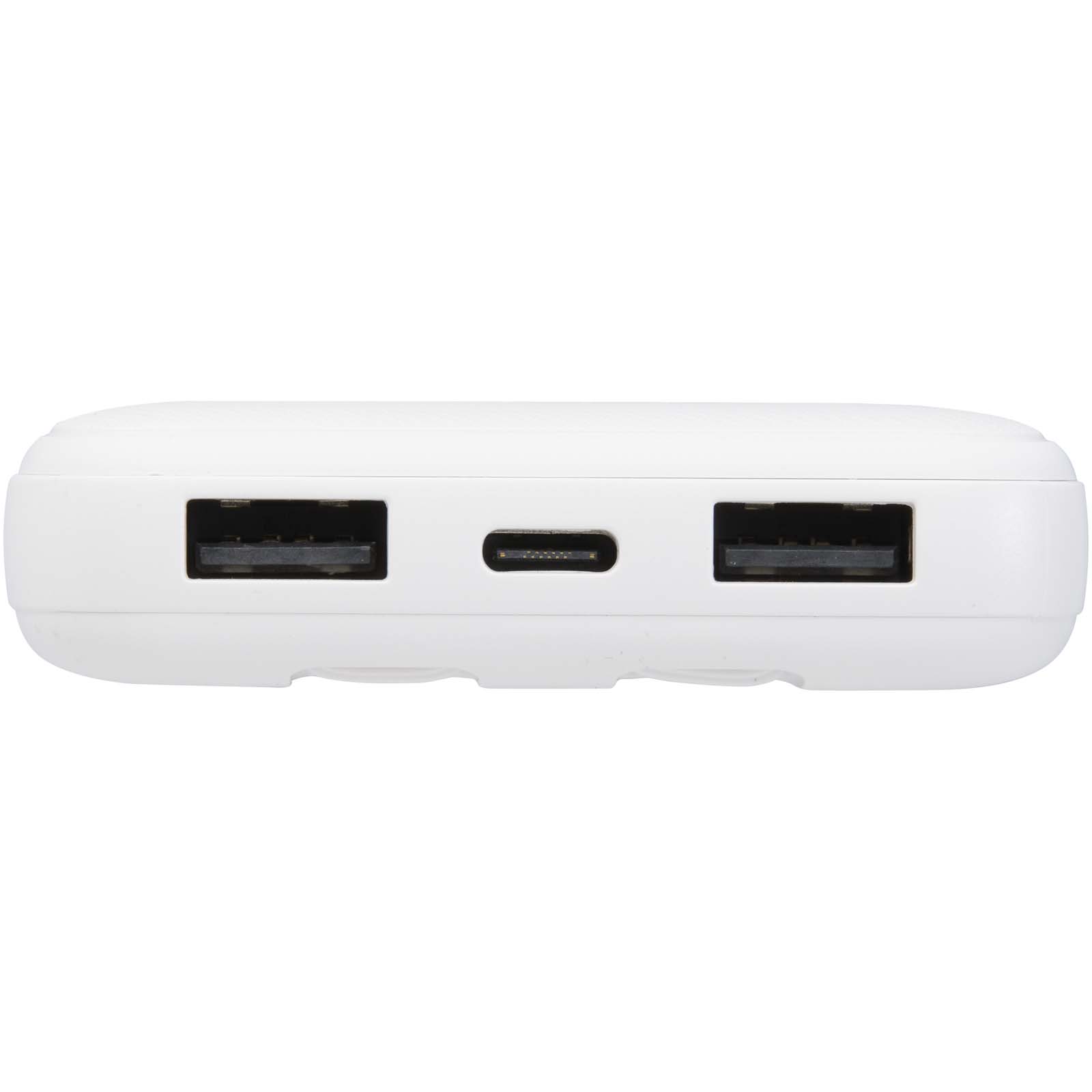 Adhil 10 W 10.000 mAh Powerbank aus recyceltem Kunststoff mit 2 integrierten Kabeln weiss