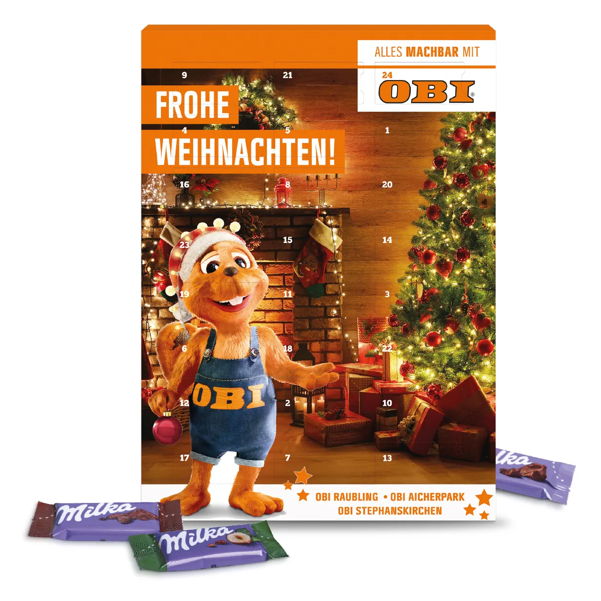 Wand-Adventskalender mit Milka Schokolade