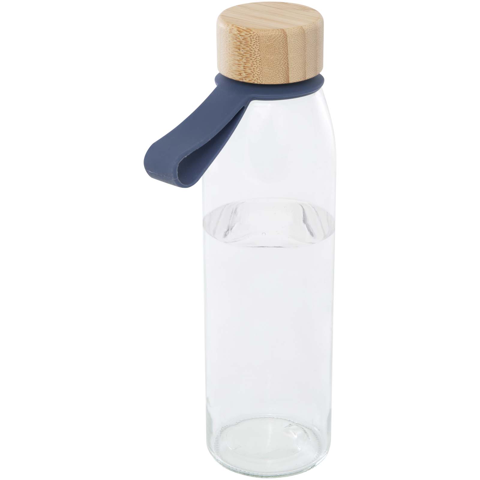 Porto 500 ml Glas-Flasche mit Silikongriff und Bambusdeckel Ozeanblau