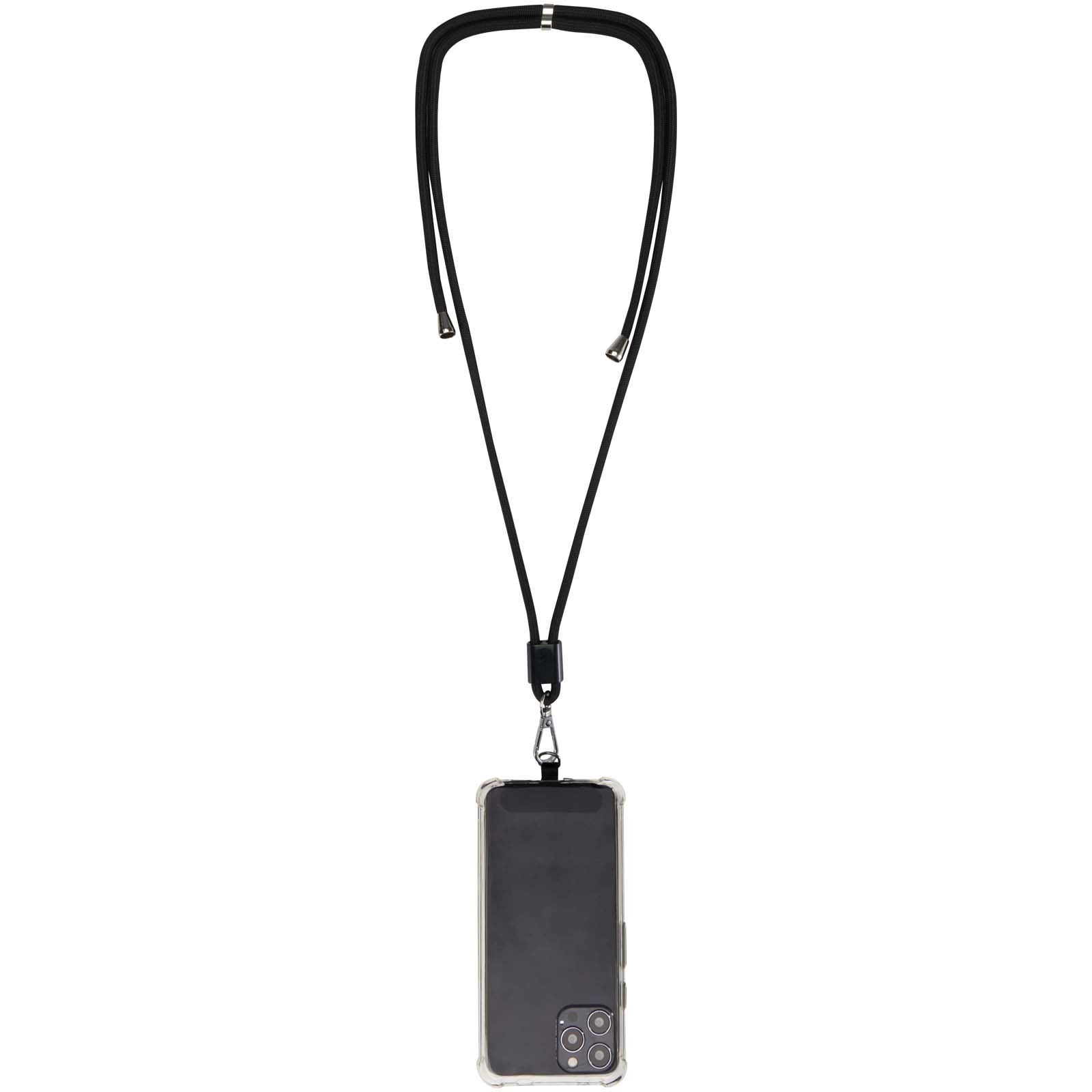 Vega verstellbares, recyceltes Smartphone Lanyard schwarz