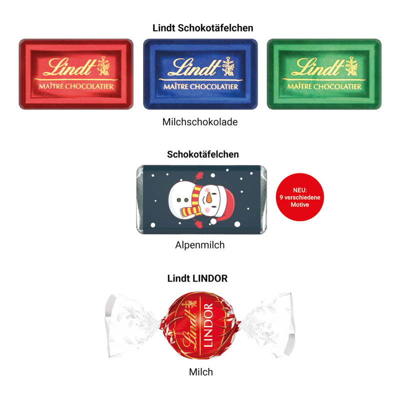 Geschenkbox Mini Tanne, Lindt LINDOR Milchkugel