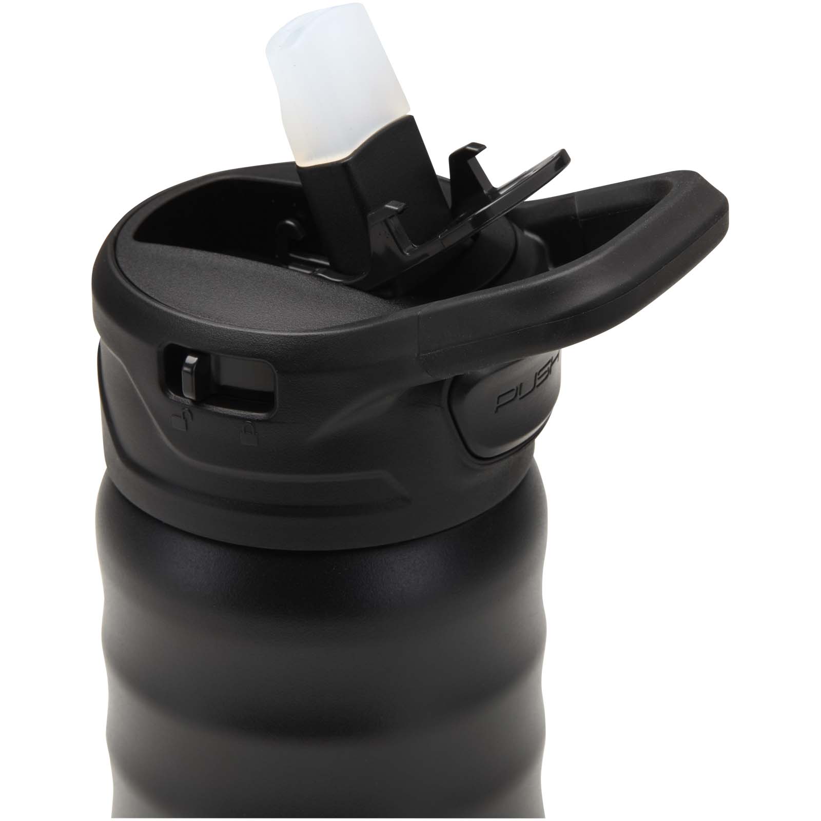 Knox 350 ml RCS Trinkflasche aus recyceltem, doppelwandigem Edelstahl mit Klappstrohhalm schwarz