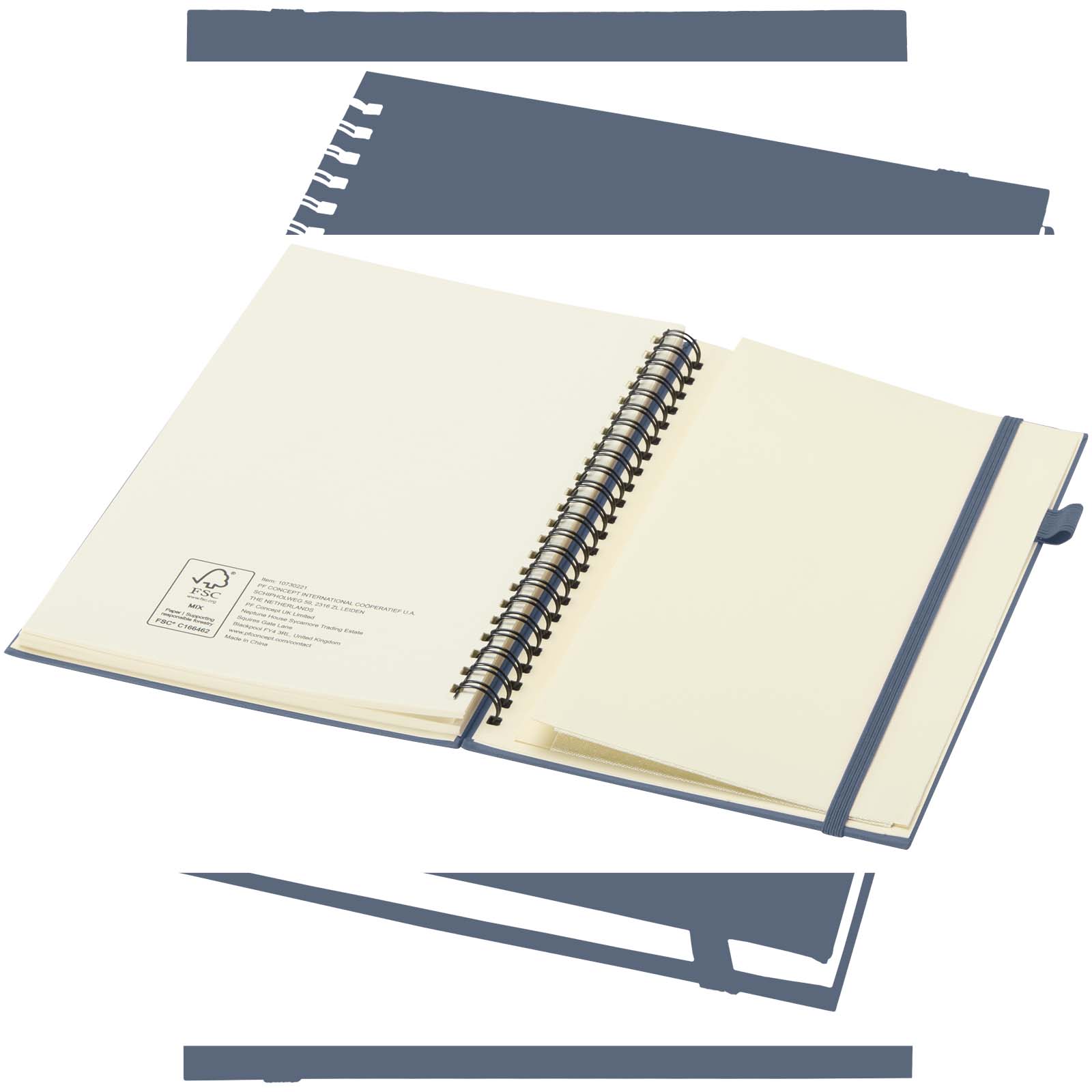 Liss A5 Hardcover Spiralnotizbuch aus recyceltem Kunststoff ozeanblau